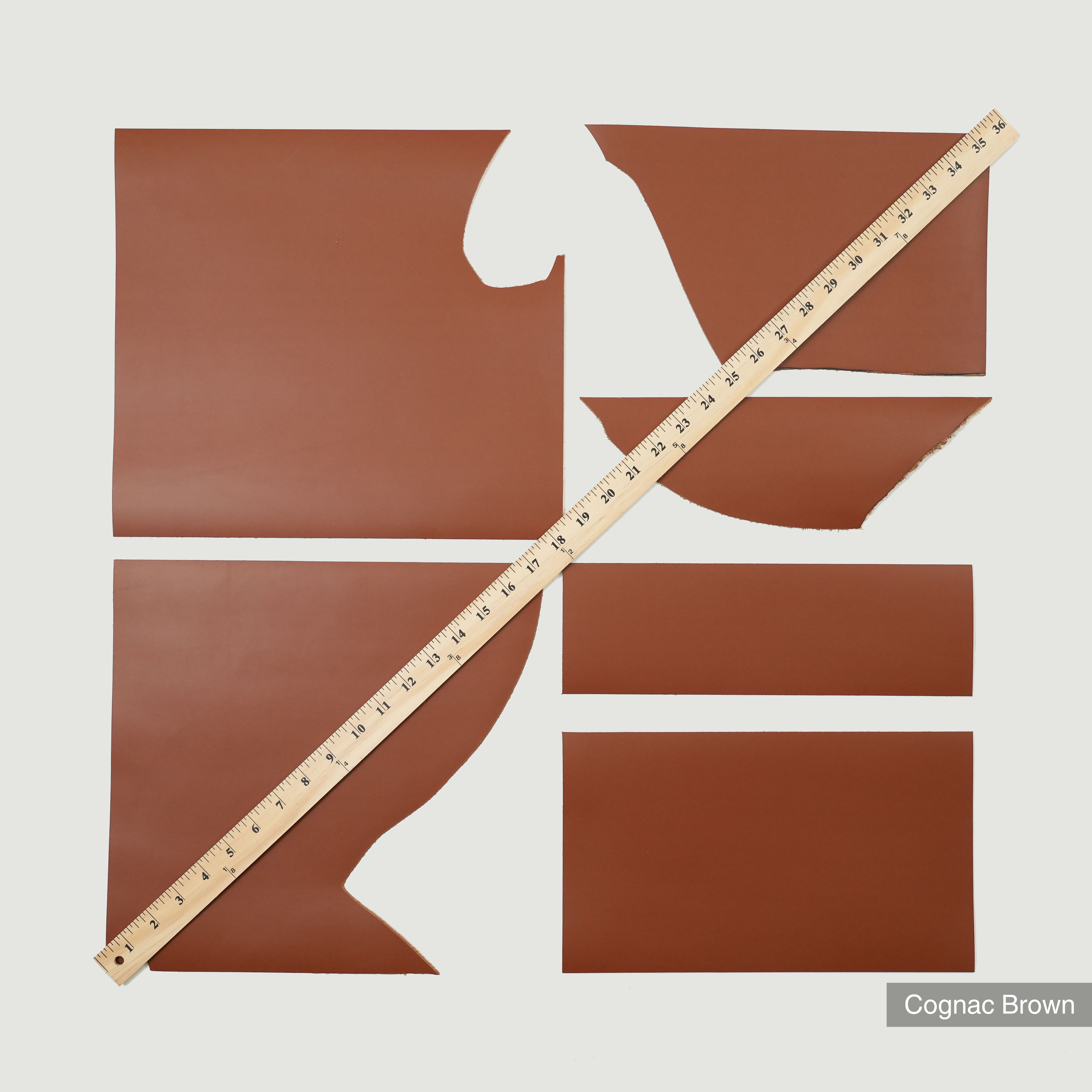 italian premium pigmented leather scraps remnants cognac brown