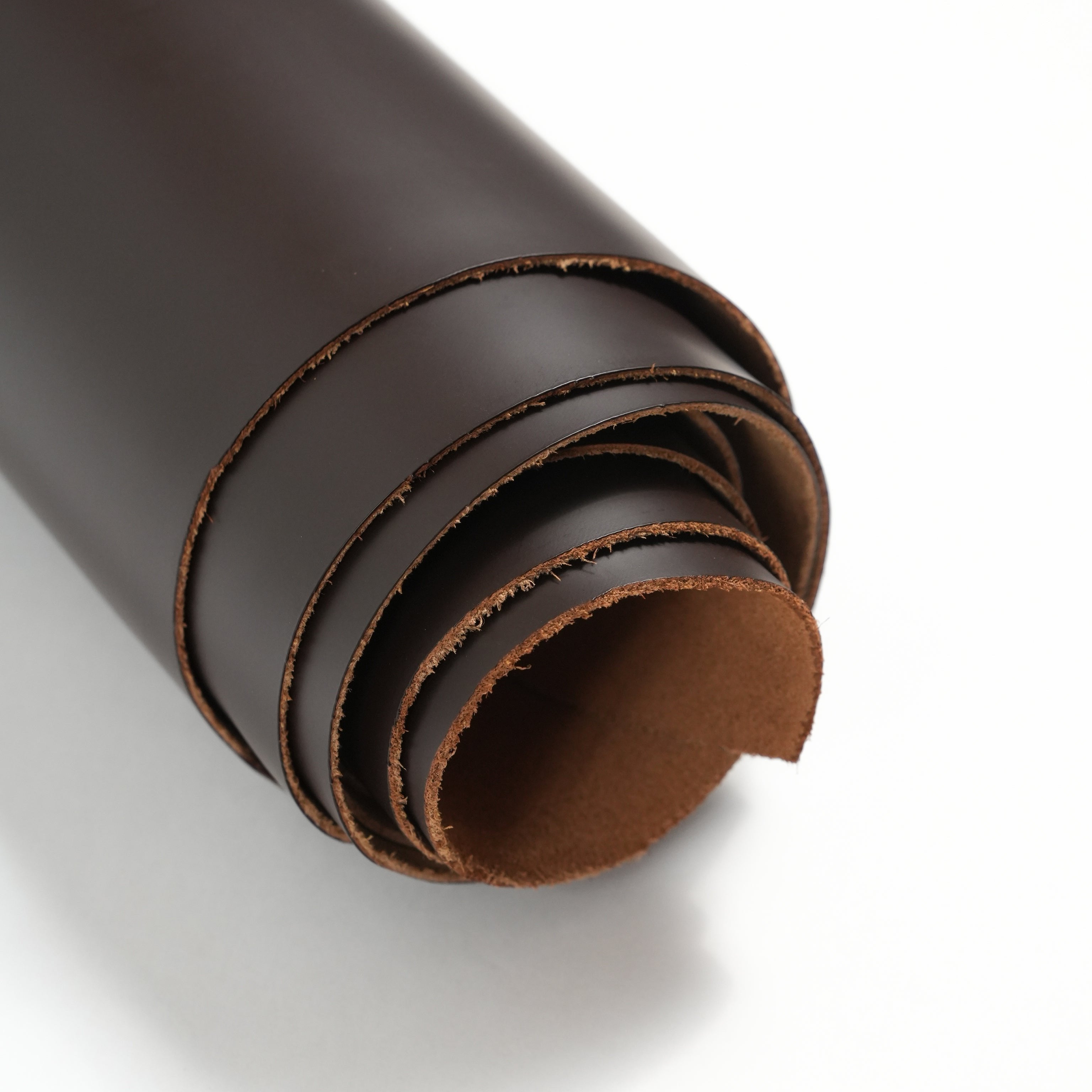 italian smooth leather sides brown rolled sheet side angle