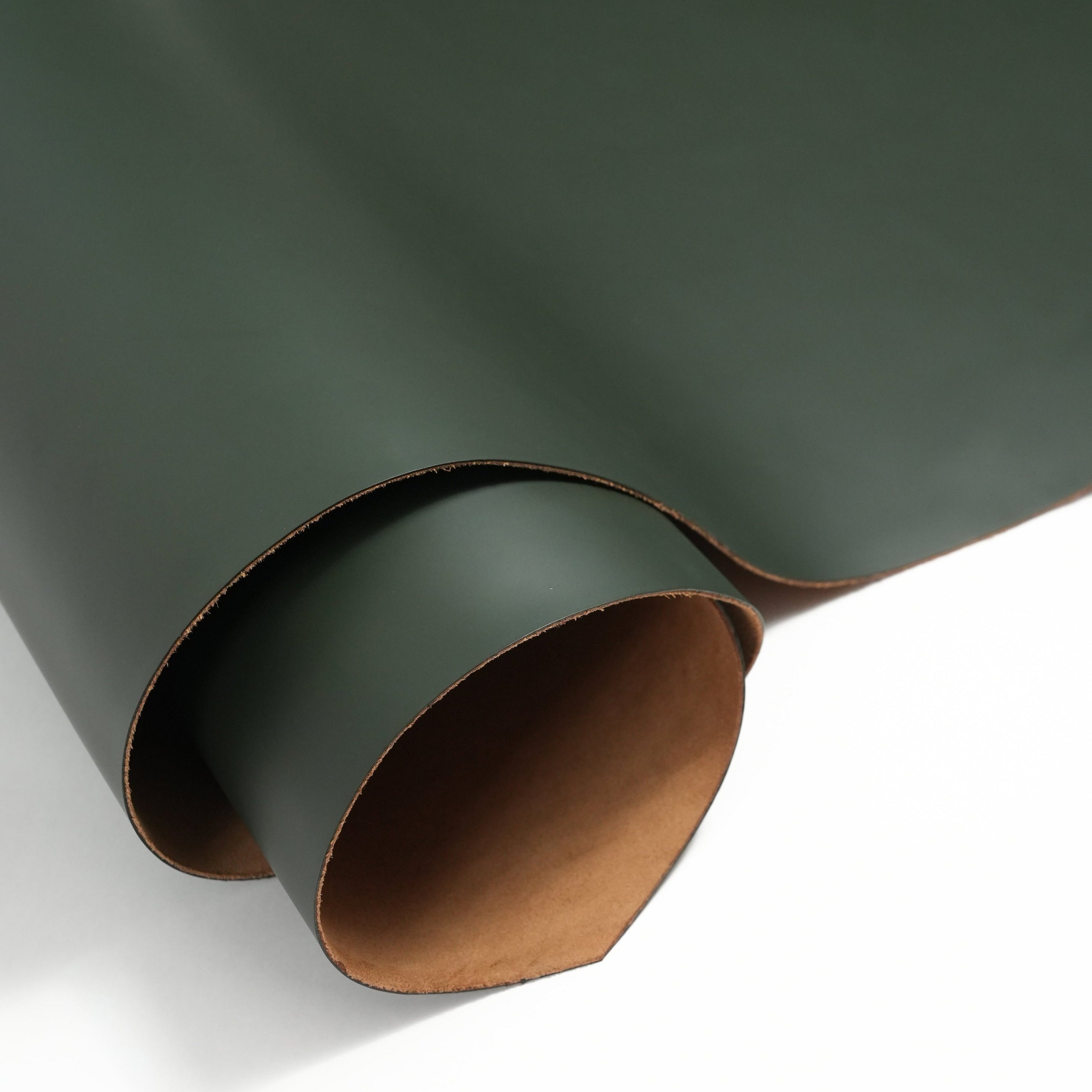 italian smooth leather sides green flat sheet top view