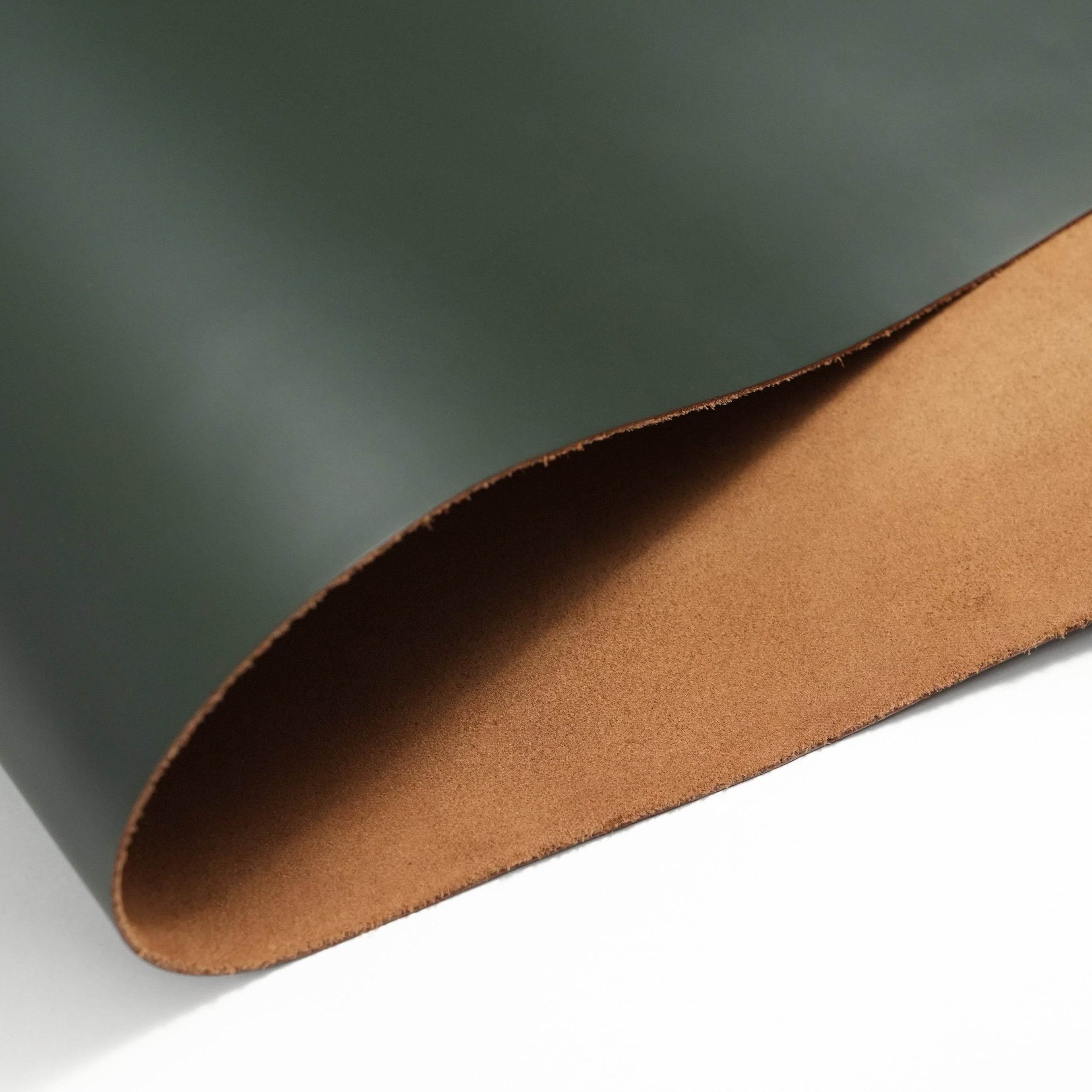 italian smooth leather sides green rolled sheet side angle