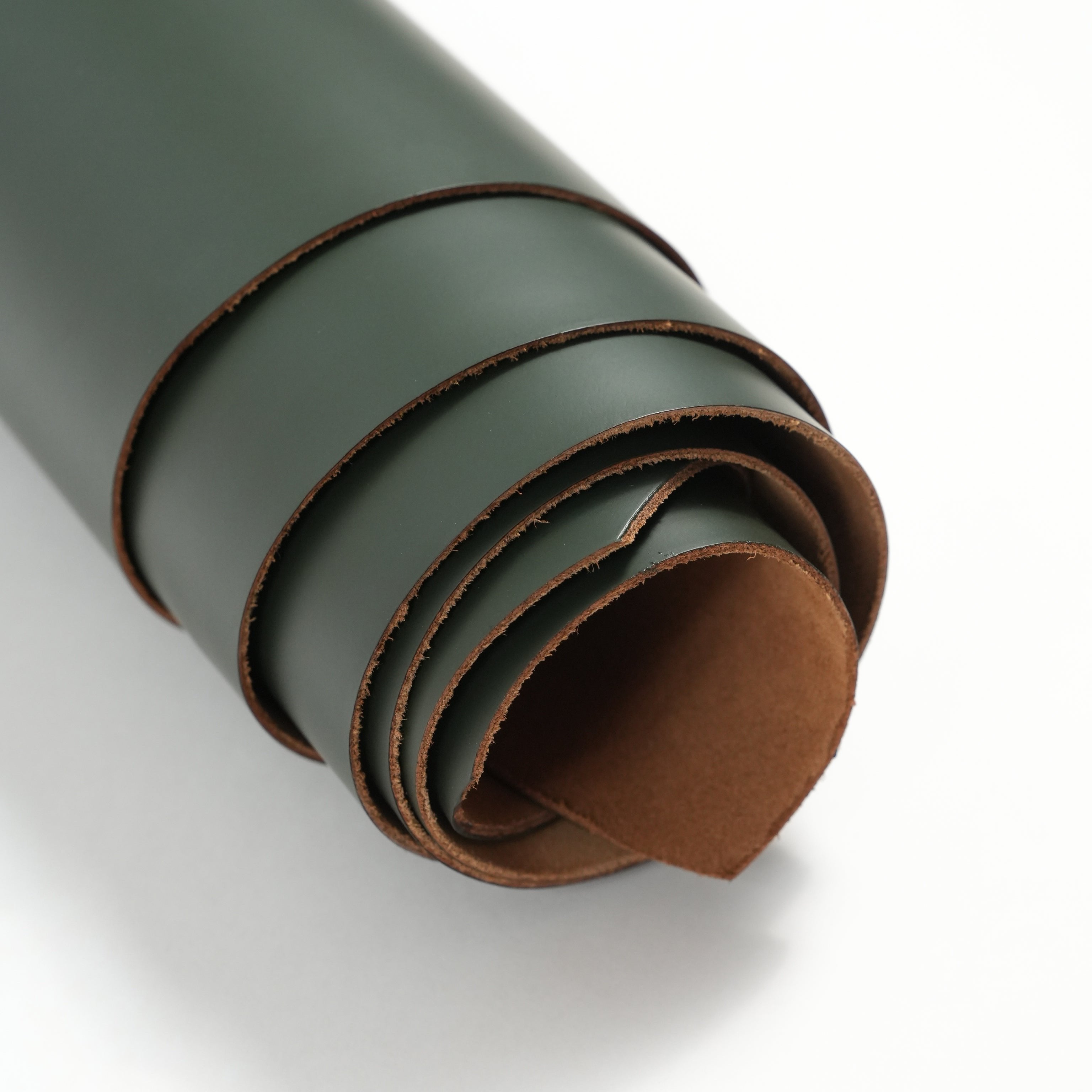 italian smooth leather sides green close-up texture rolled