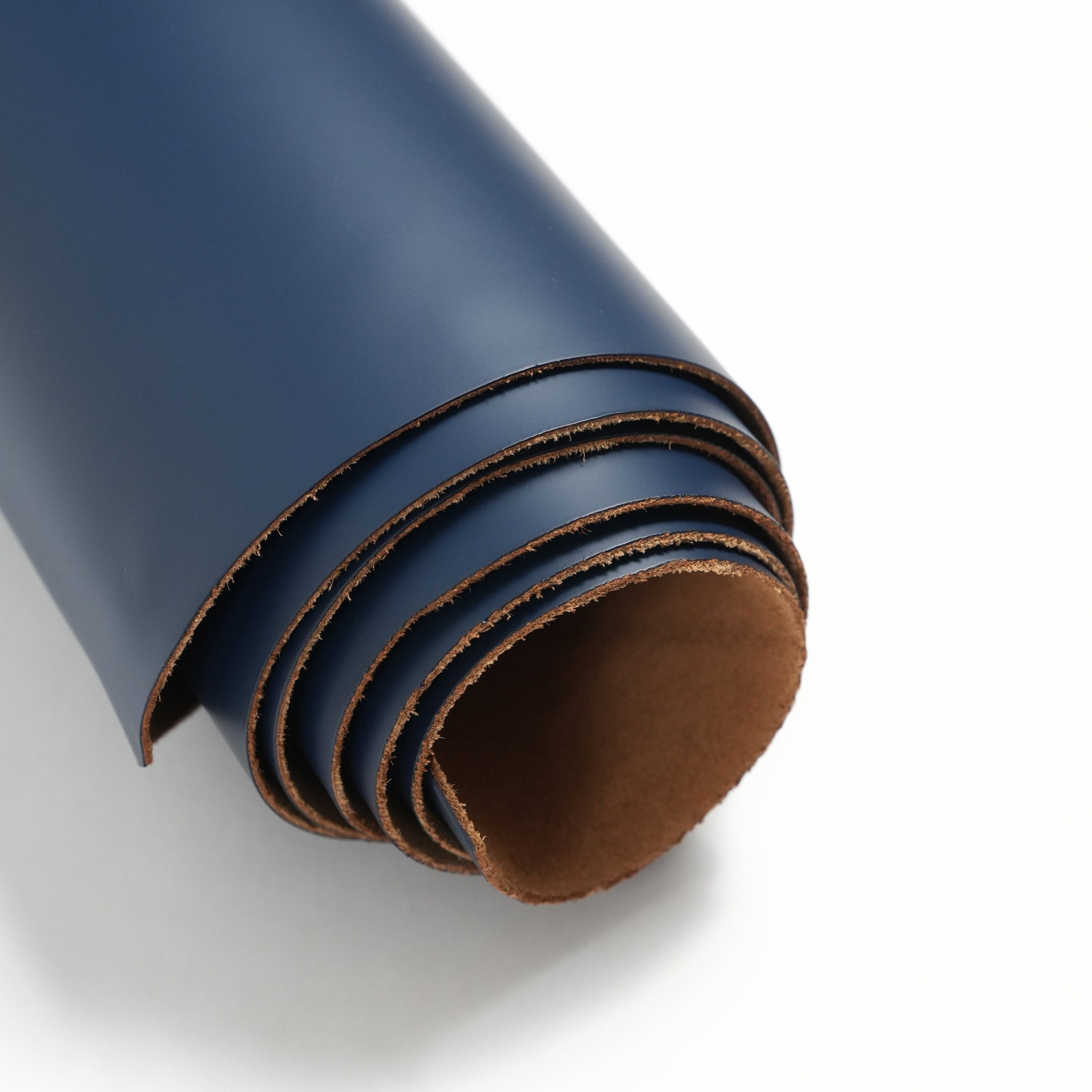 italian smooth leather sides navy blue rolled sheet front angle
