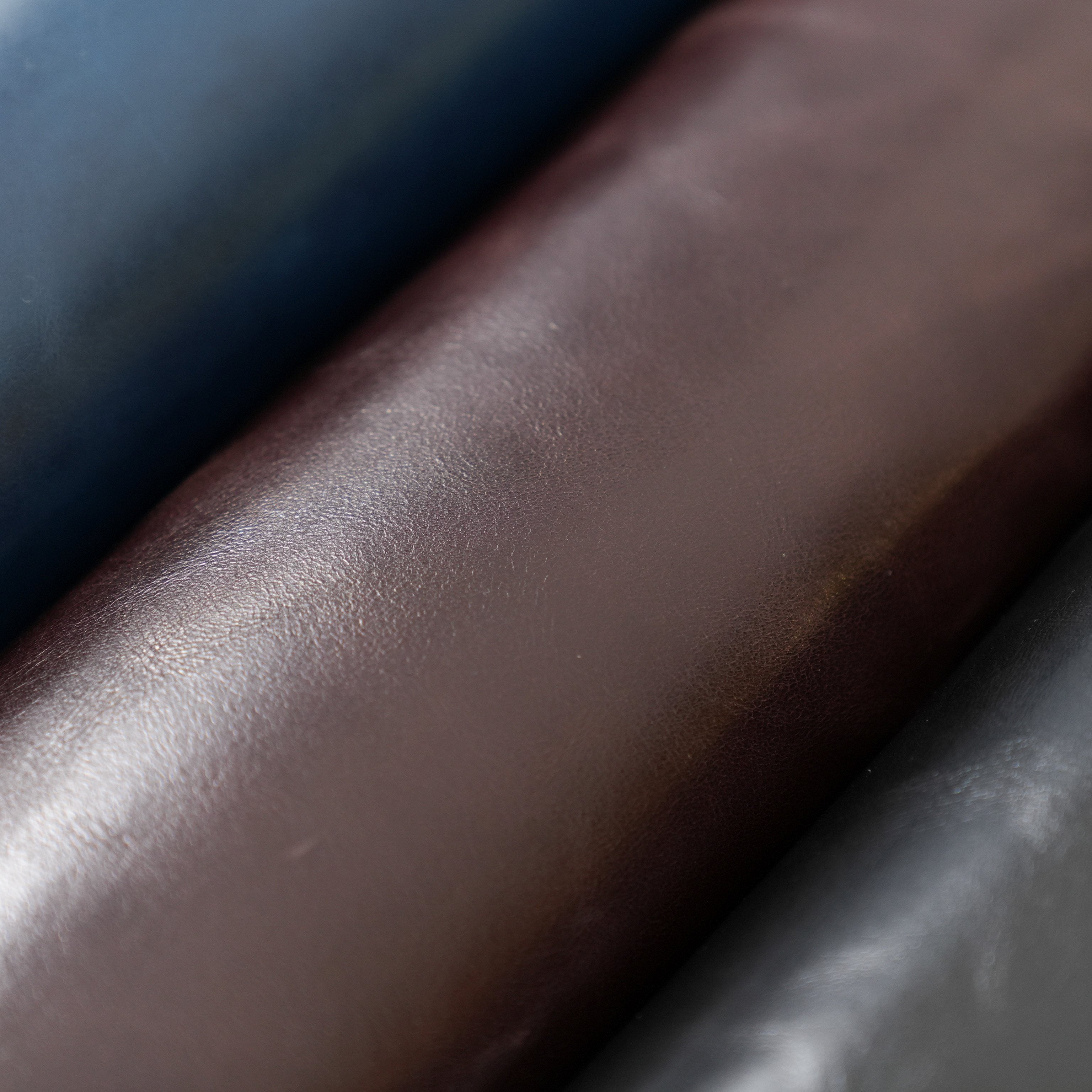 italian top grain glazed leather close up brown