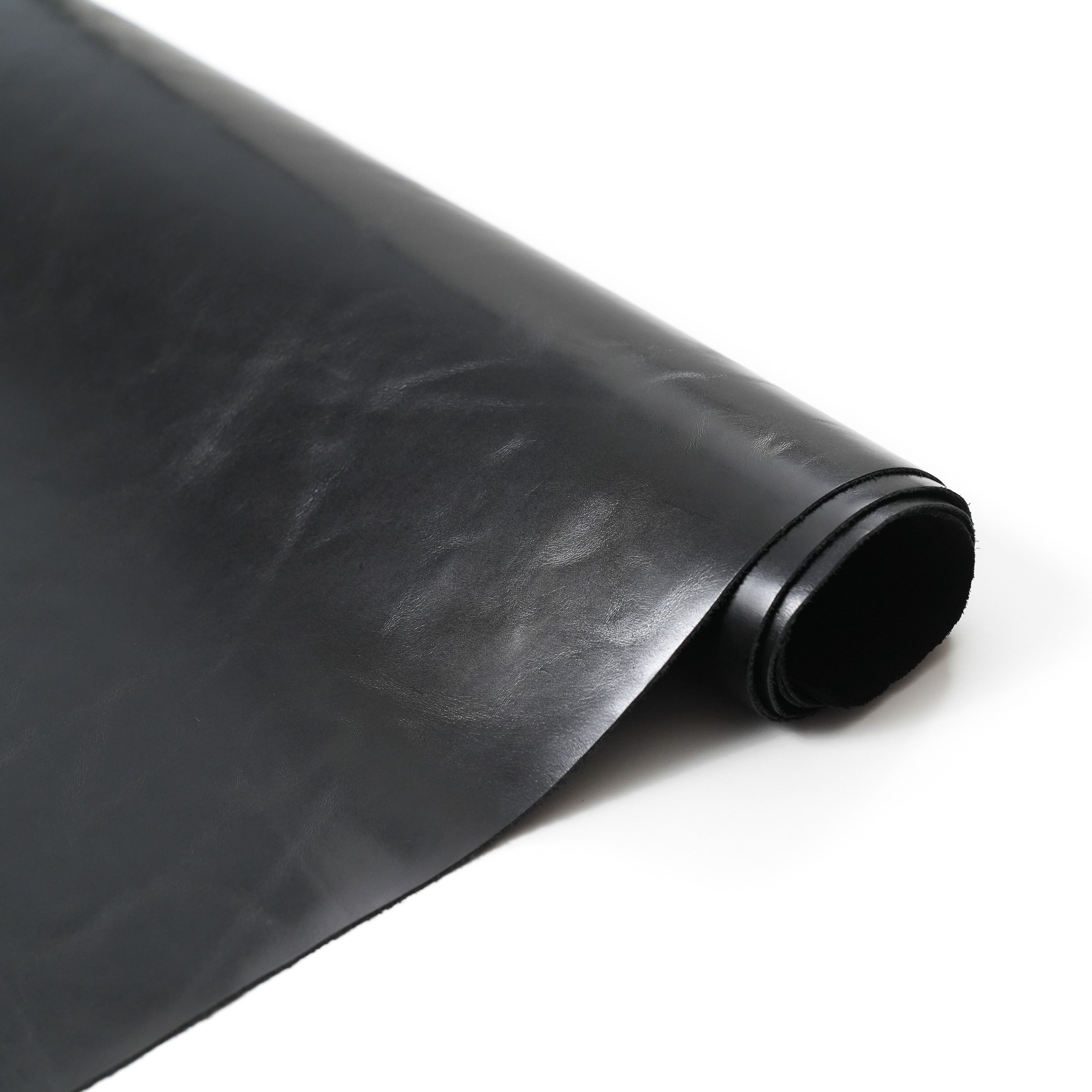 italian top grain glazed leather hide black