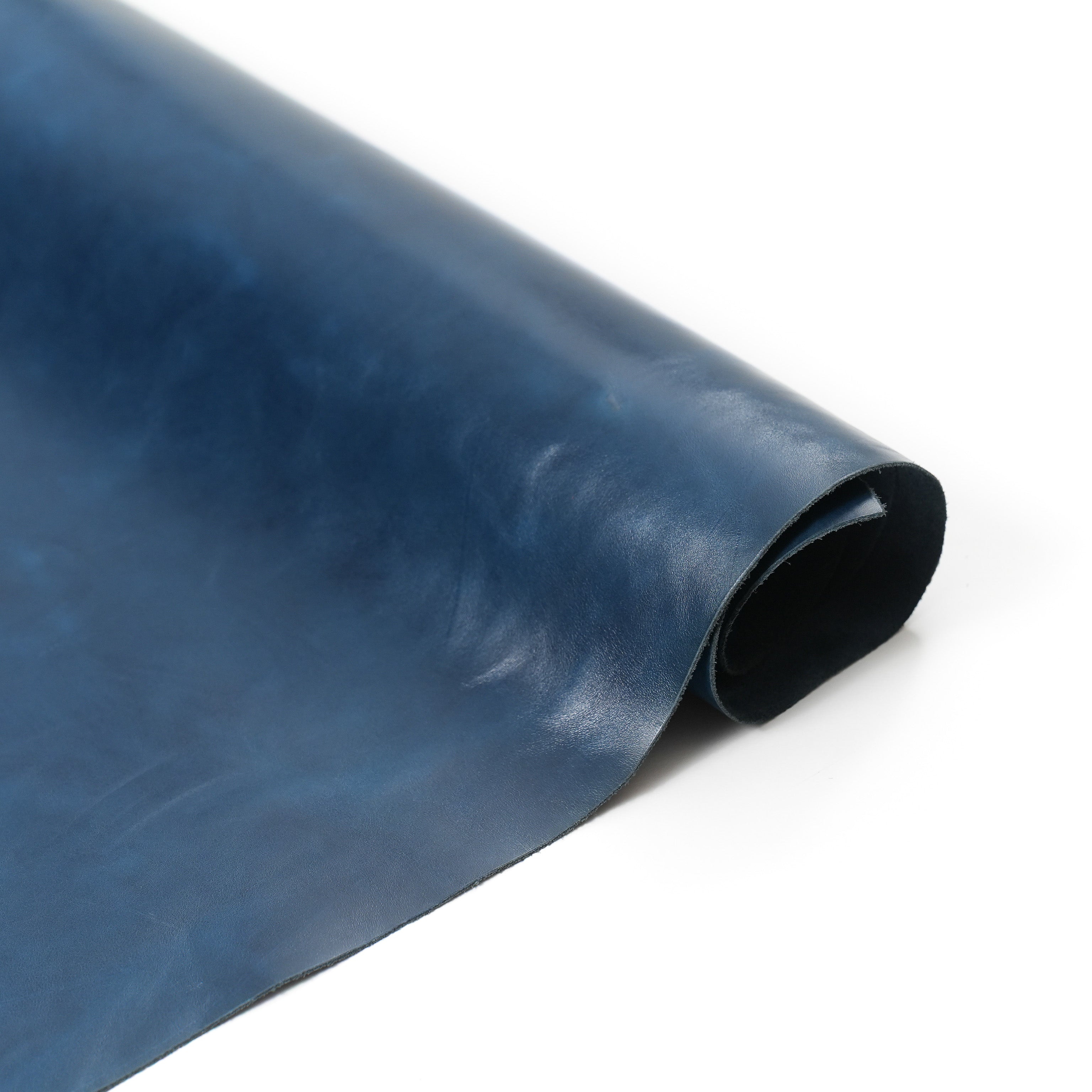 italian top grain glazed leather hide navy blue