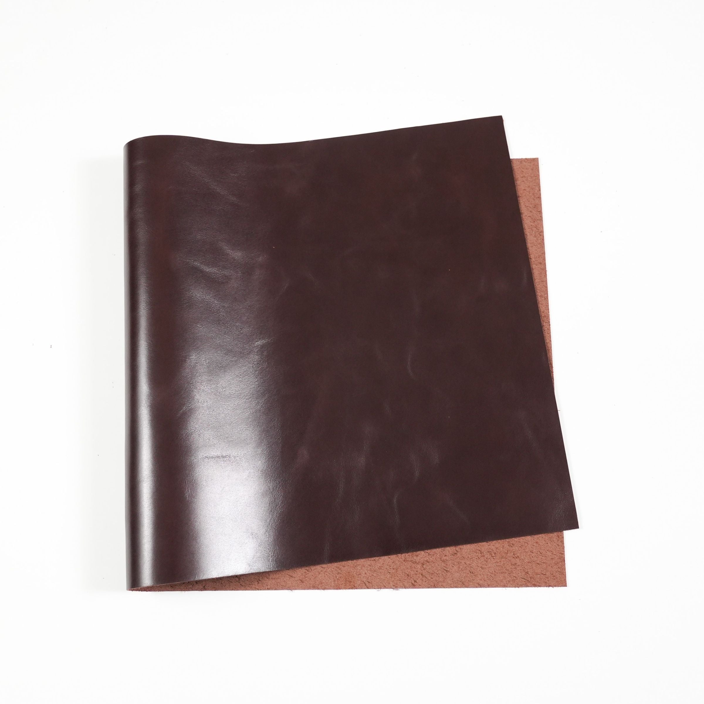 italian top grain glazed leather panel brown