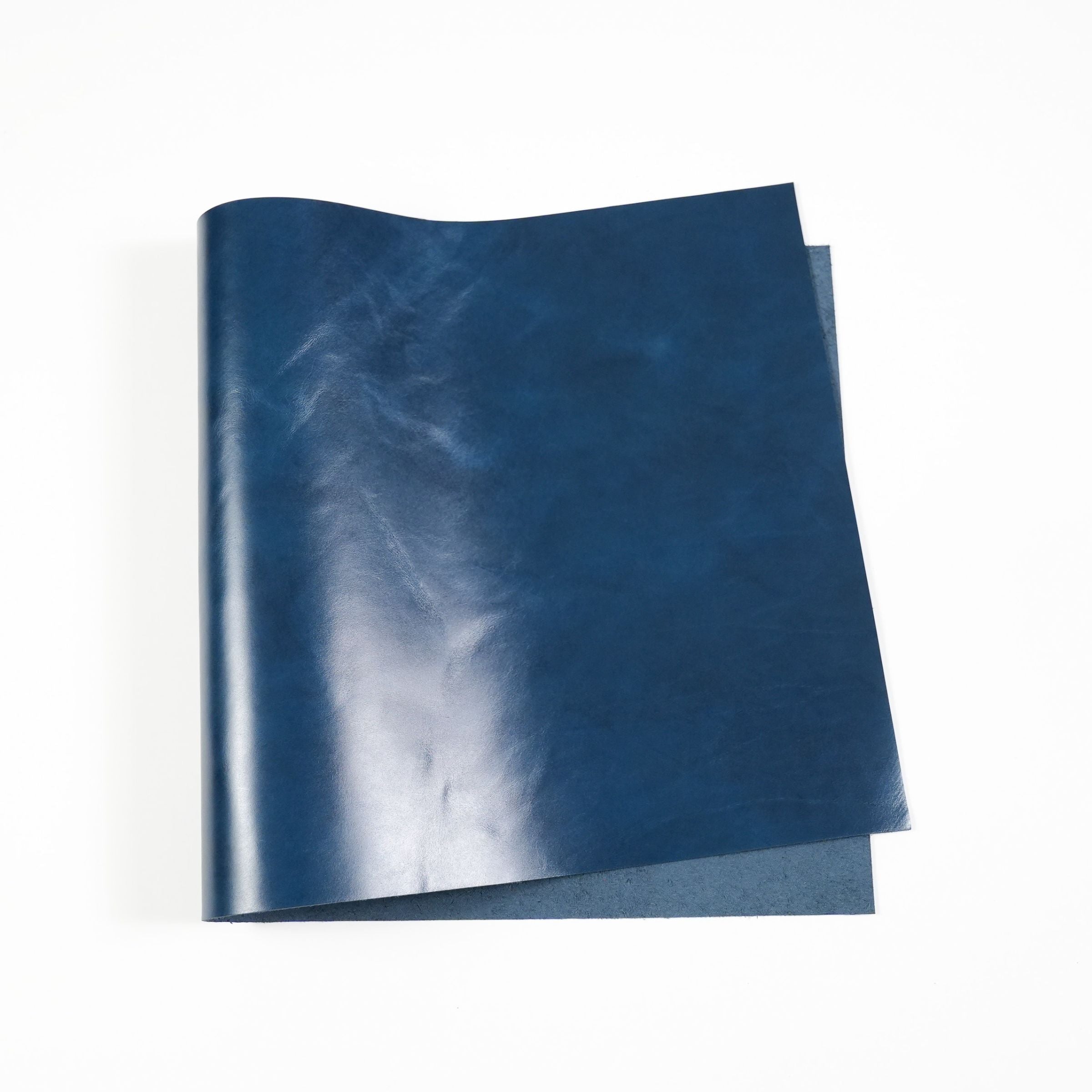 italian top grain glossy leather panel navy blue