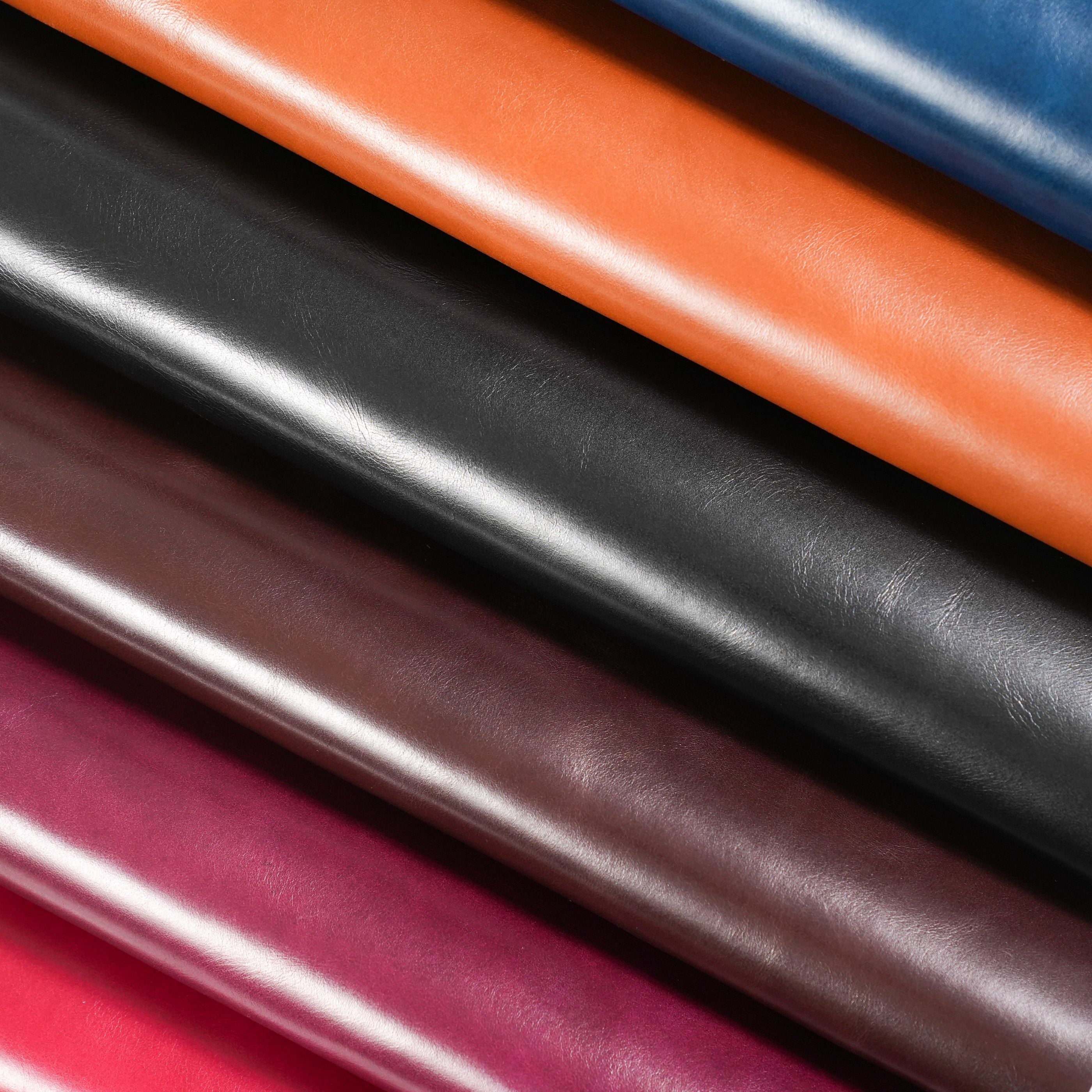 italian top grain glazed leather panels close up
