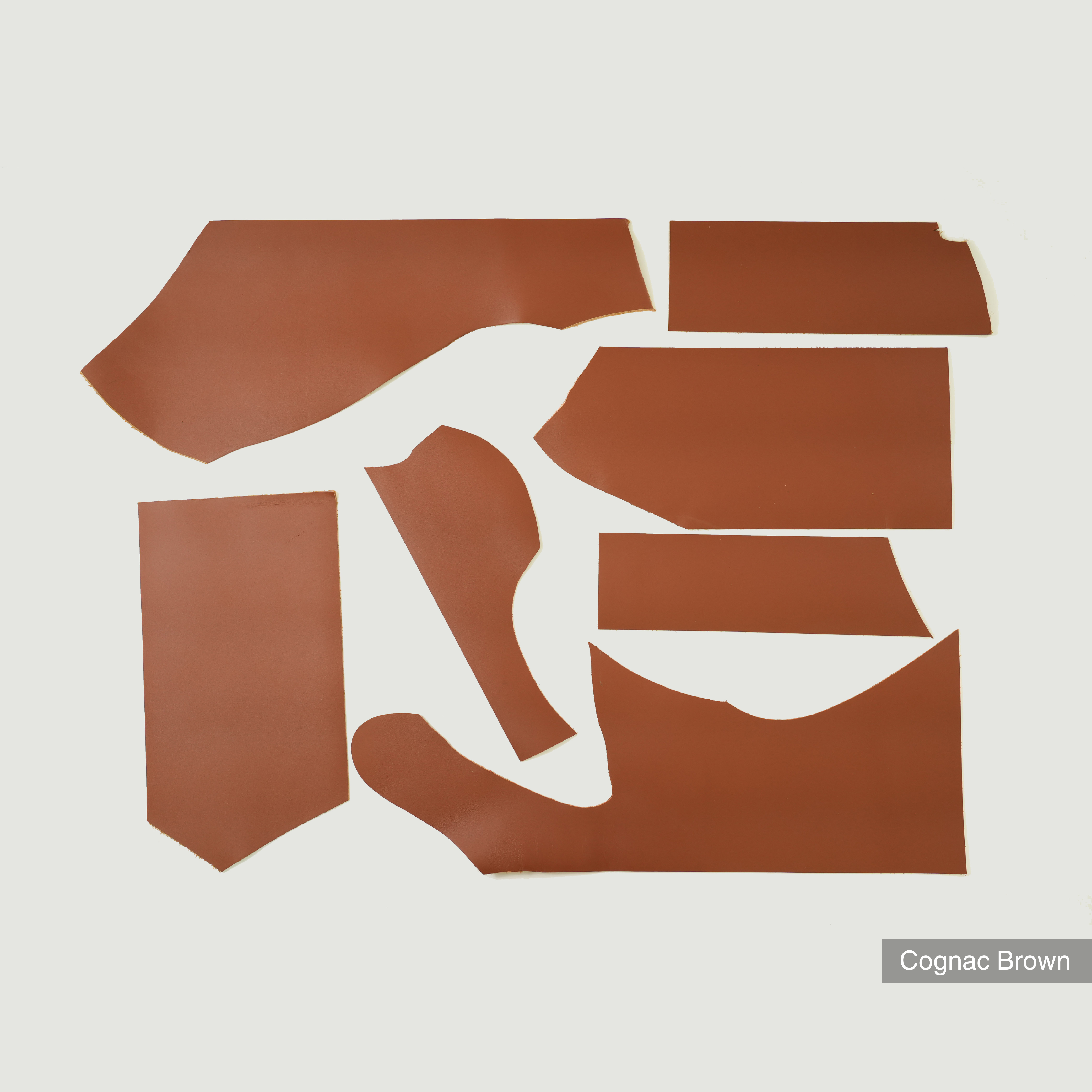 italian top grain leather scraps remnants cognac brown