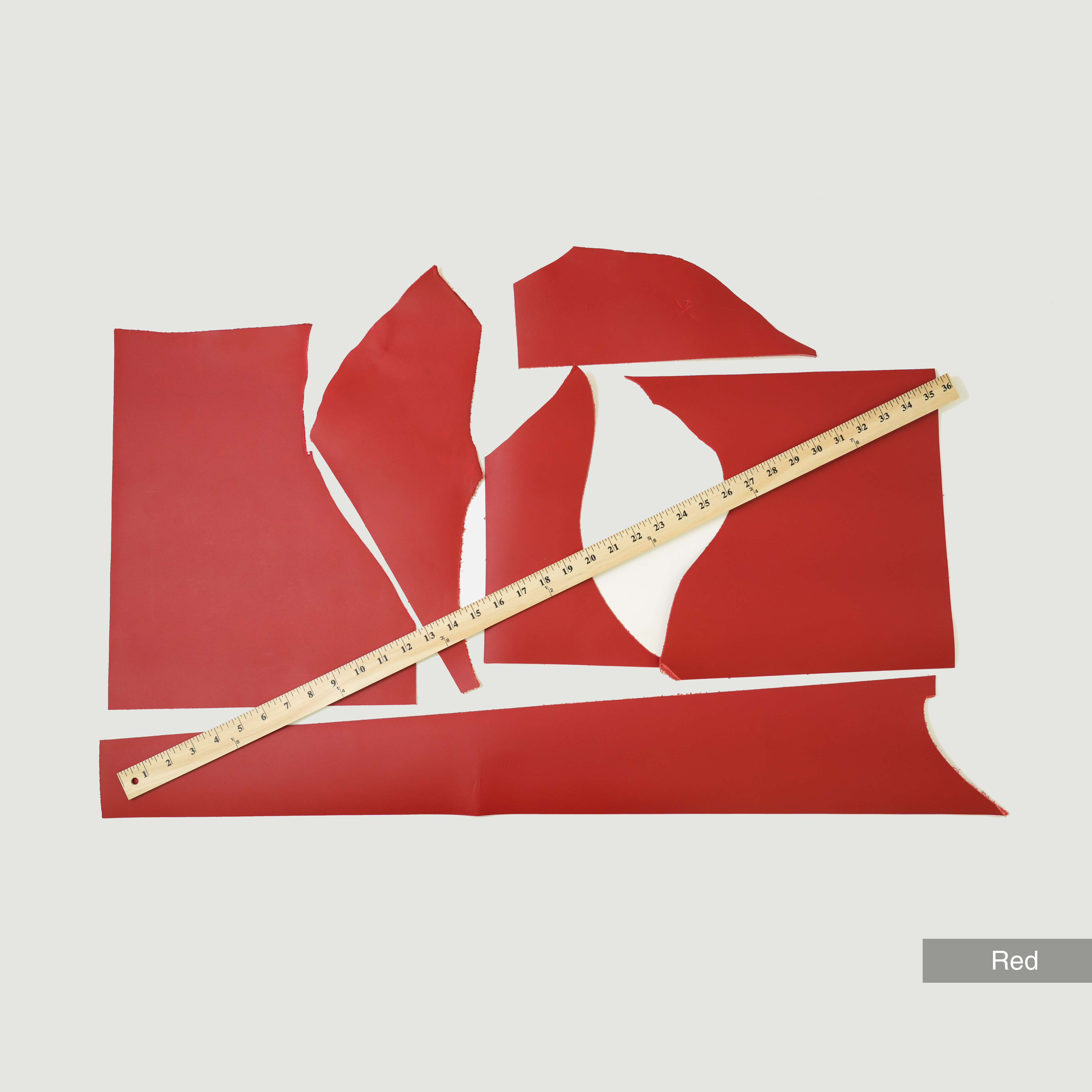 italian top grain leather scraps remnants red