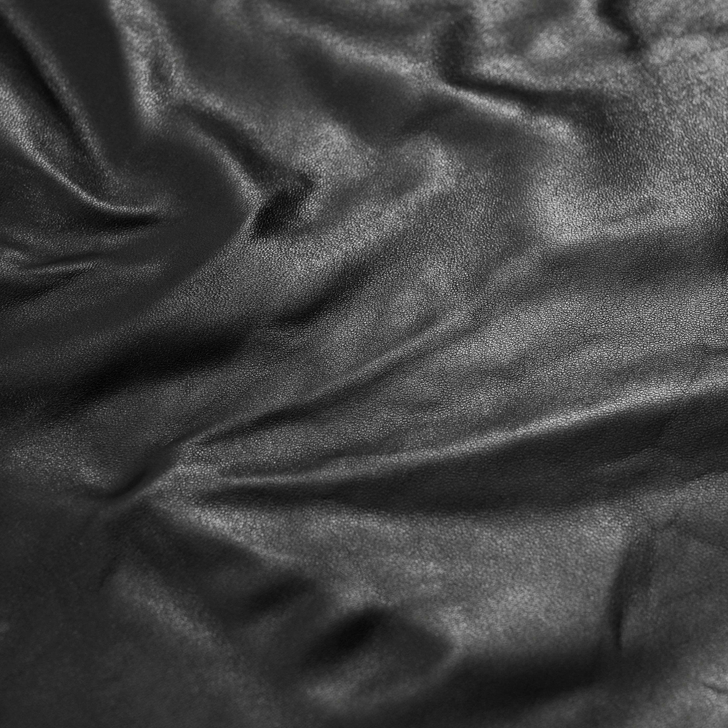 lambskin garment leather plonge black close up view