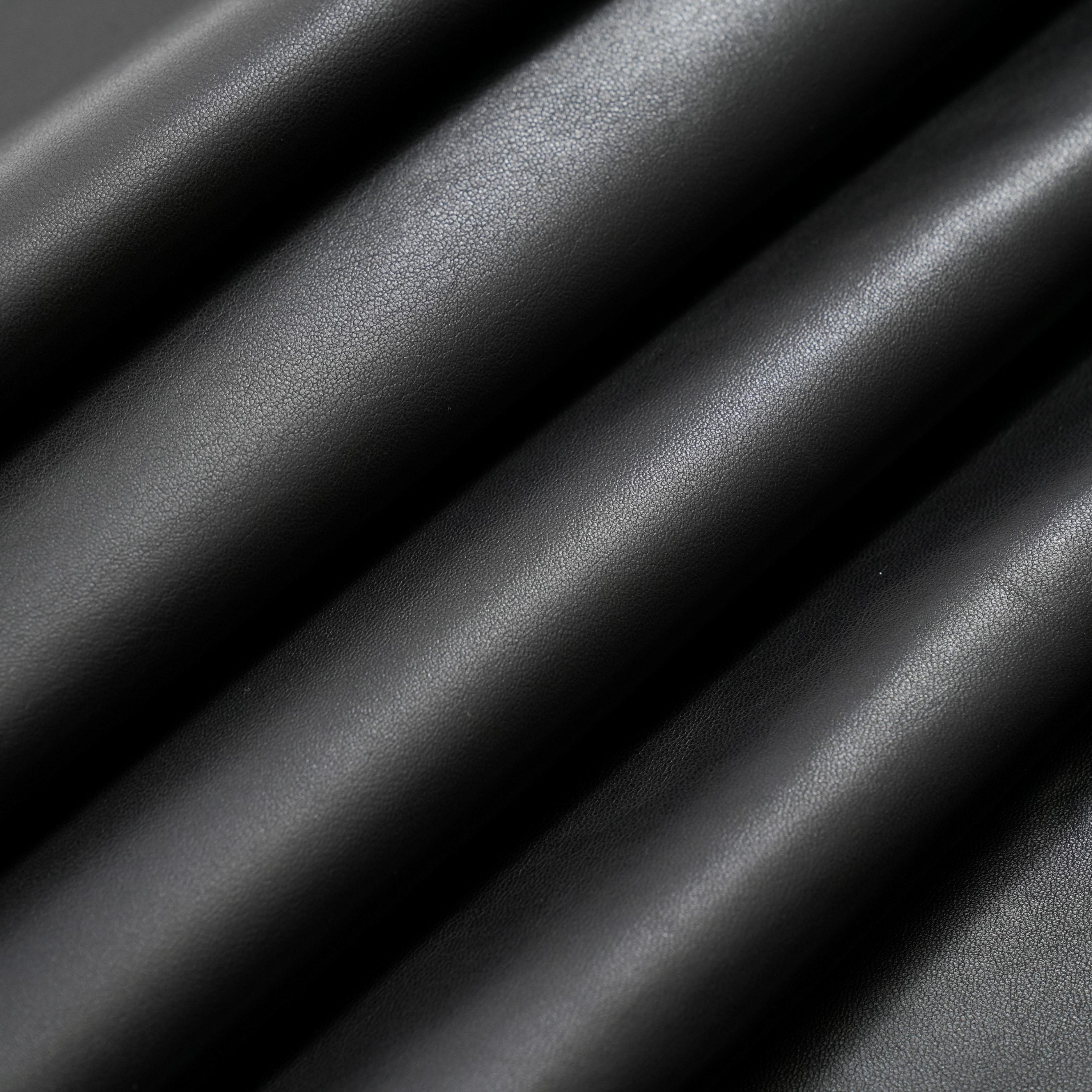 lambskin garment leather plonge black close up view
