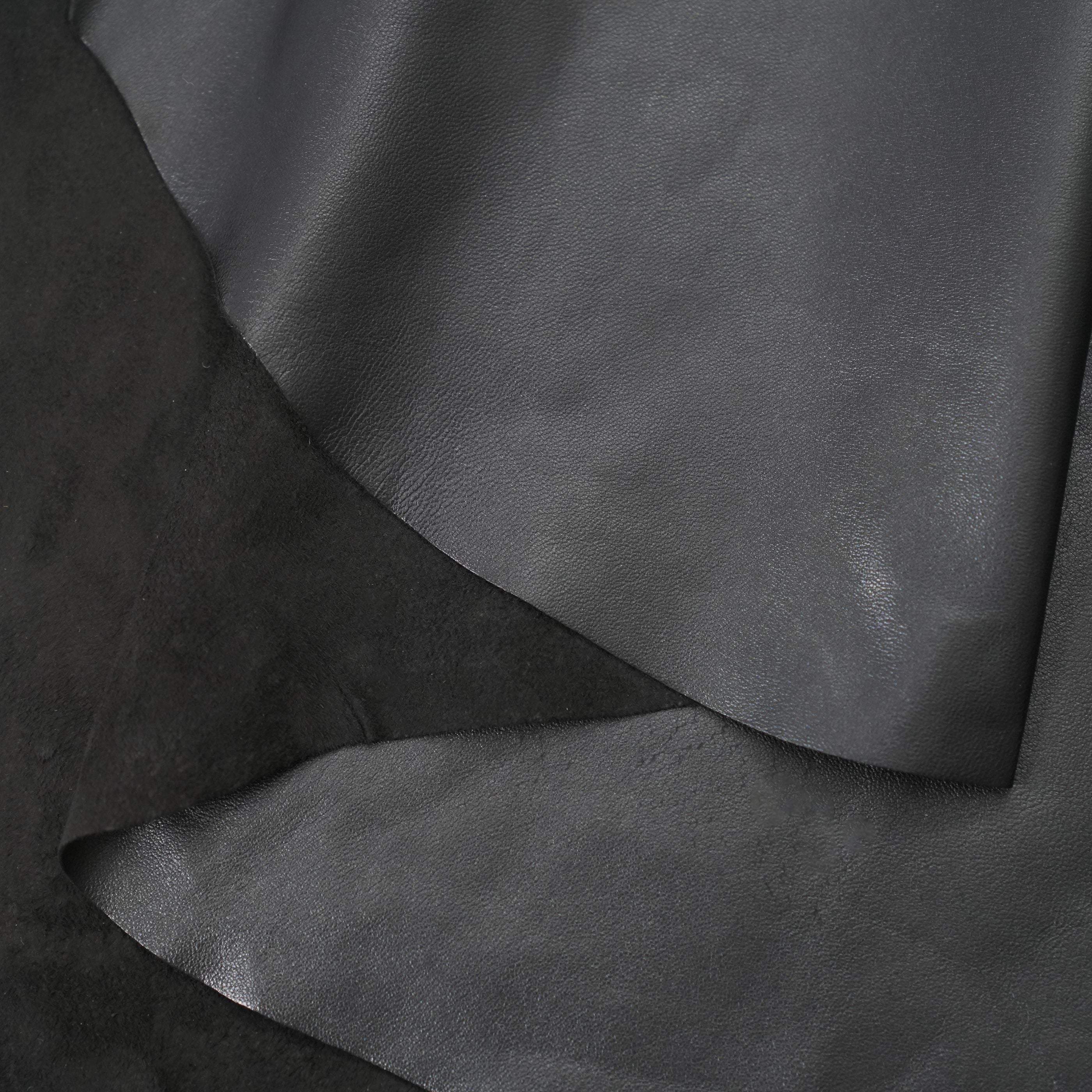 lambskin garment leather plonge black folded view