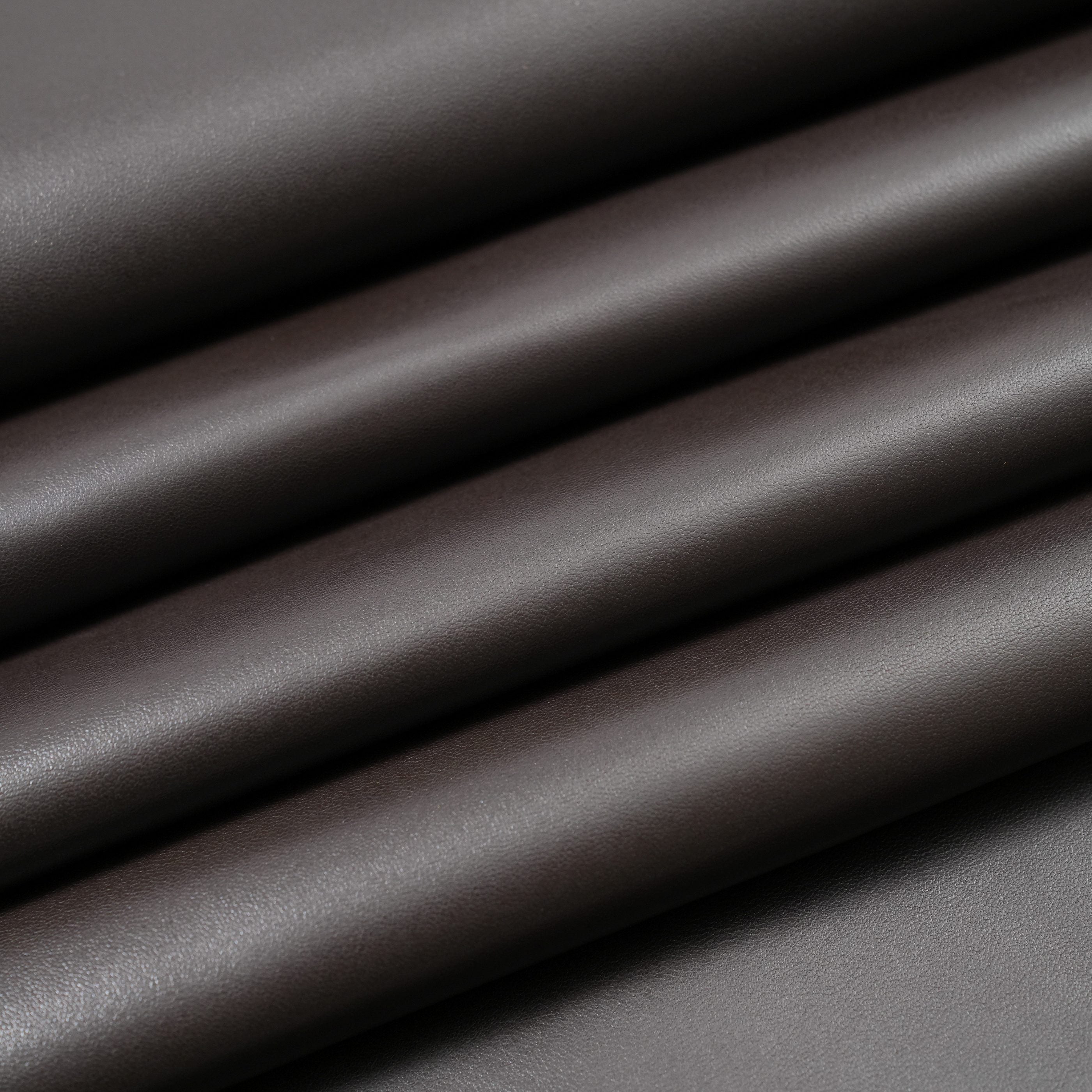 lambskin garment leather plonge dark brown close up view
