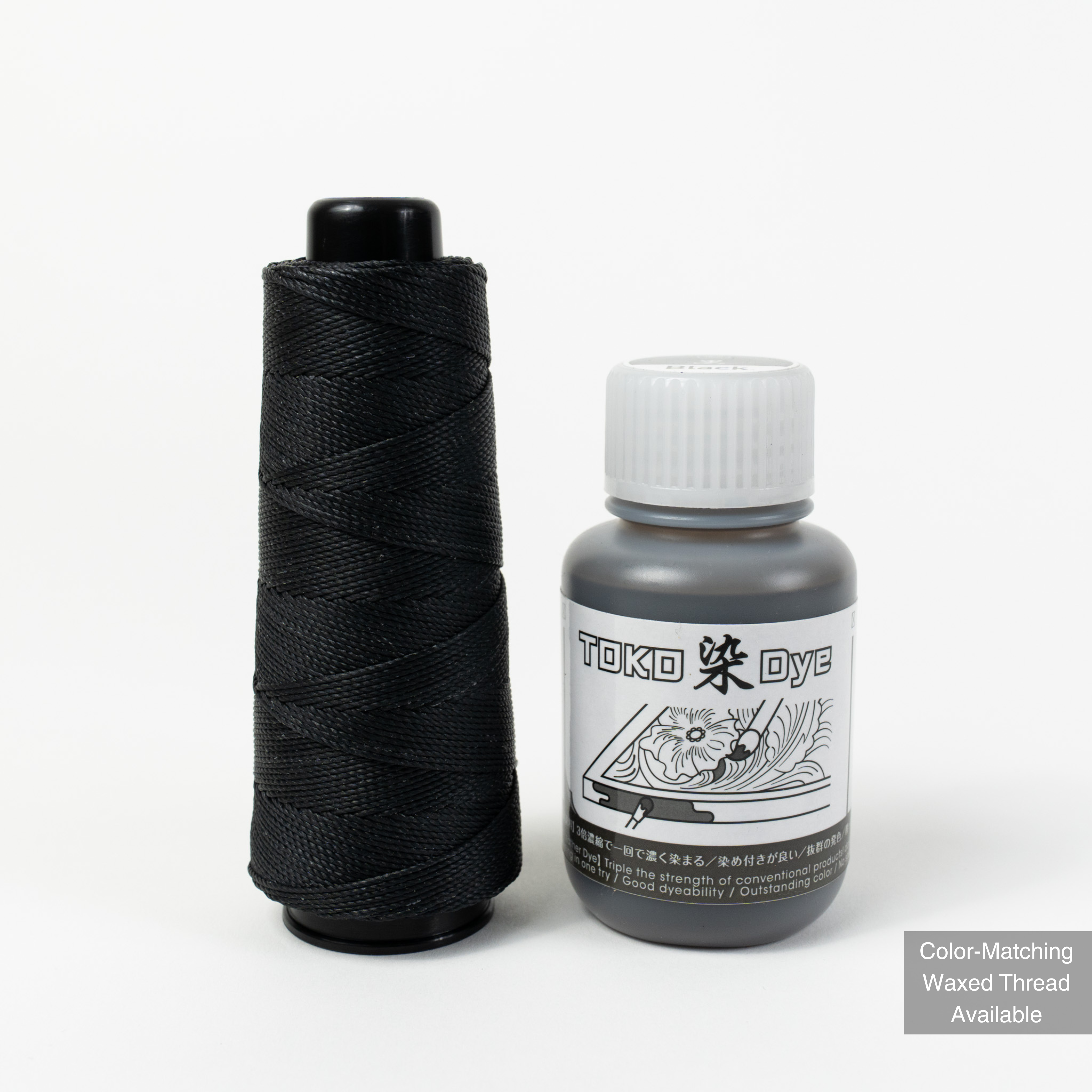 Leather dye with matching MBT black waxed polyester thread