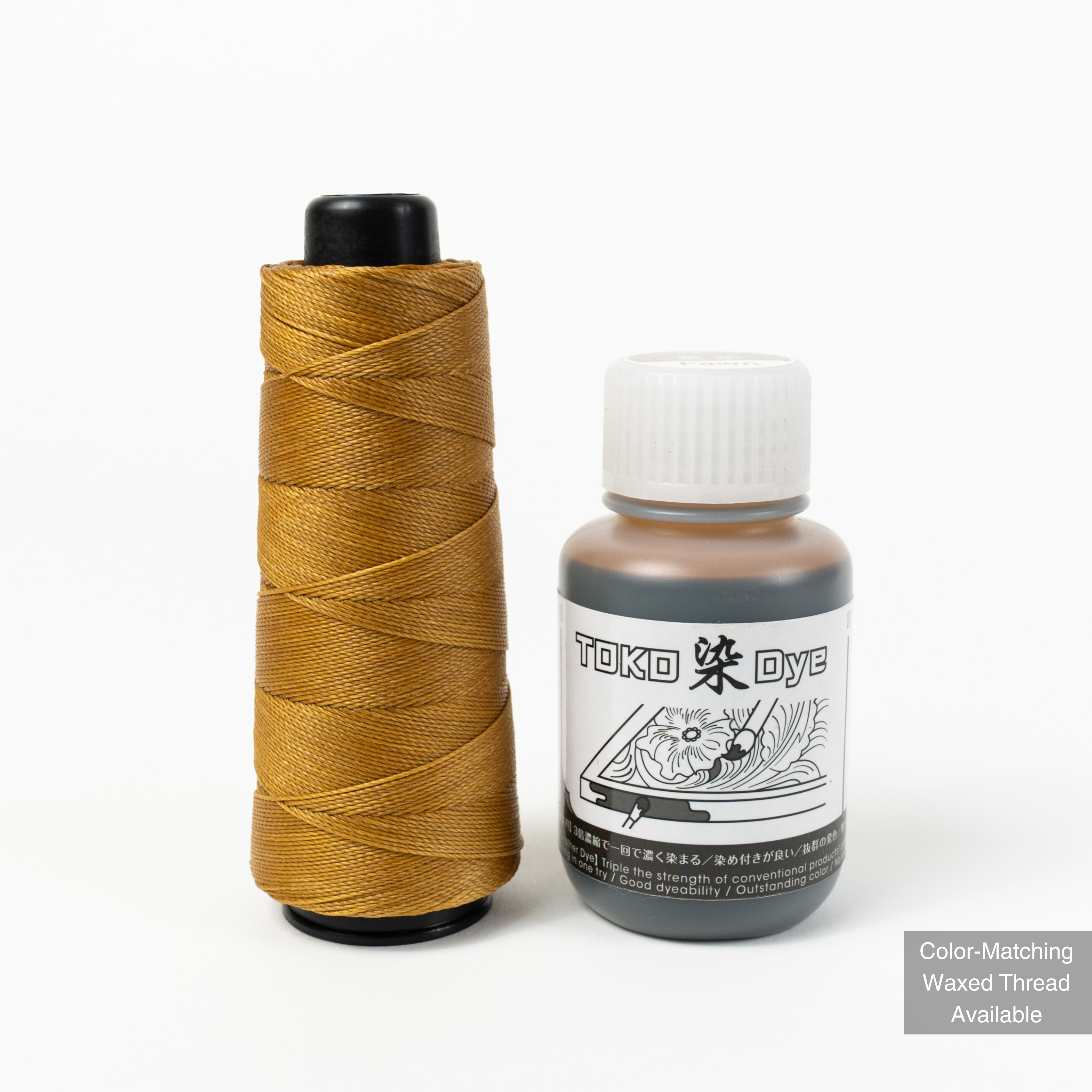 Leather dye with matching MBT fawn waxed polyester thread