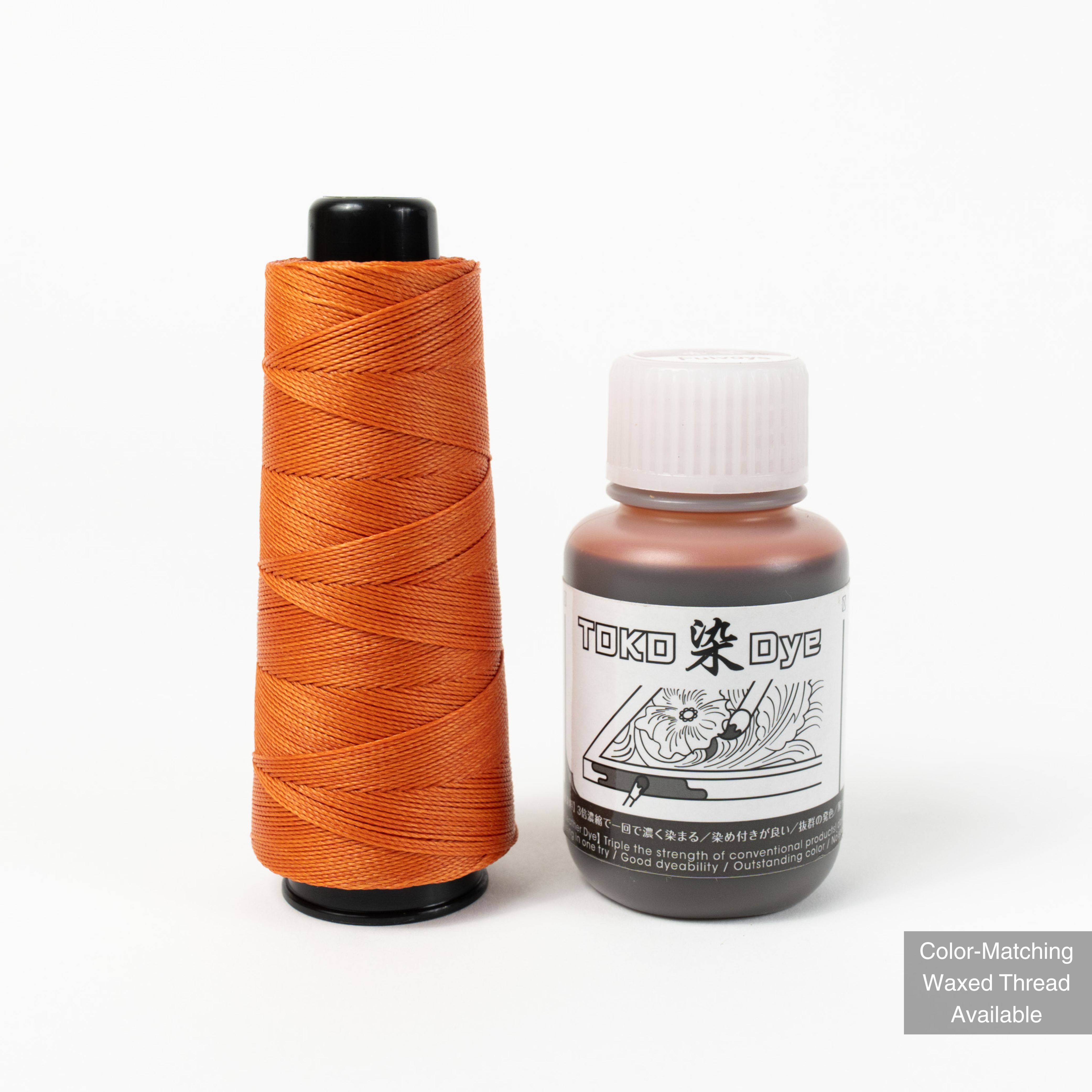 Leather dye with matching MBT fulvous waxed polyester thread