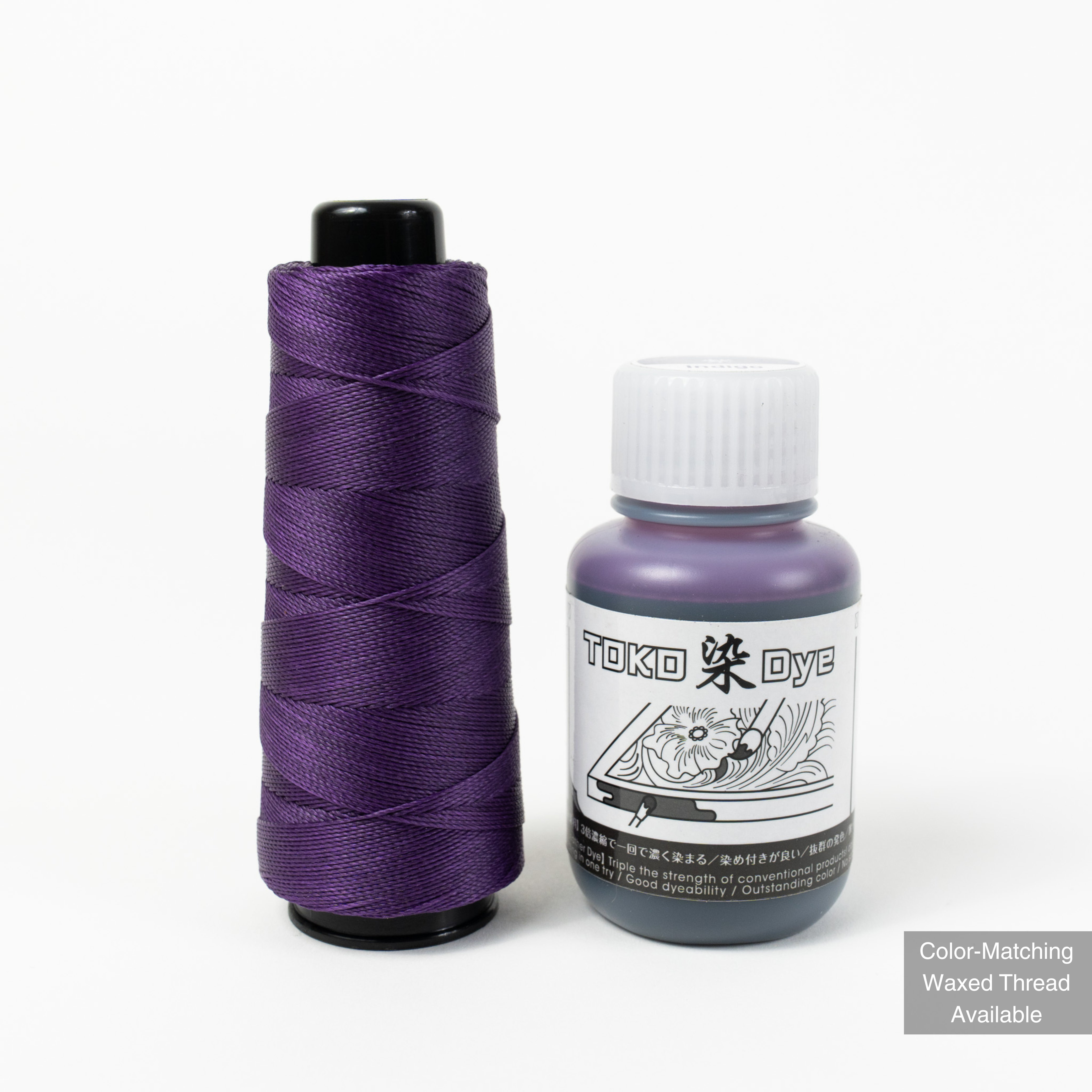 Leather dye with matching MBT indigo waxed polyester thread