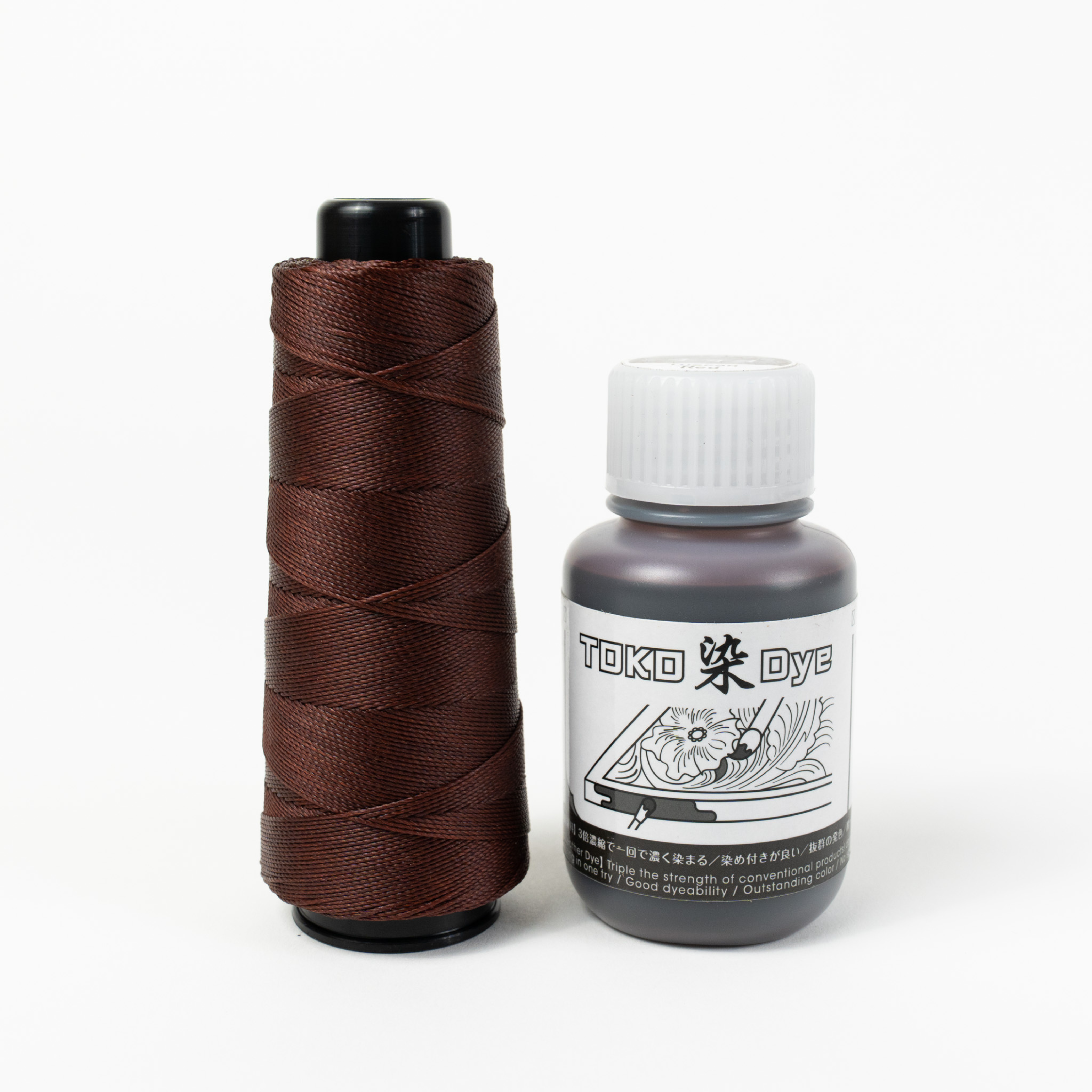 Leather dye with matching MBT tuscan red waxed polyester thread