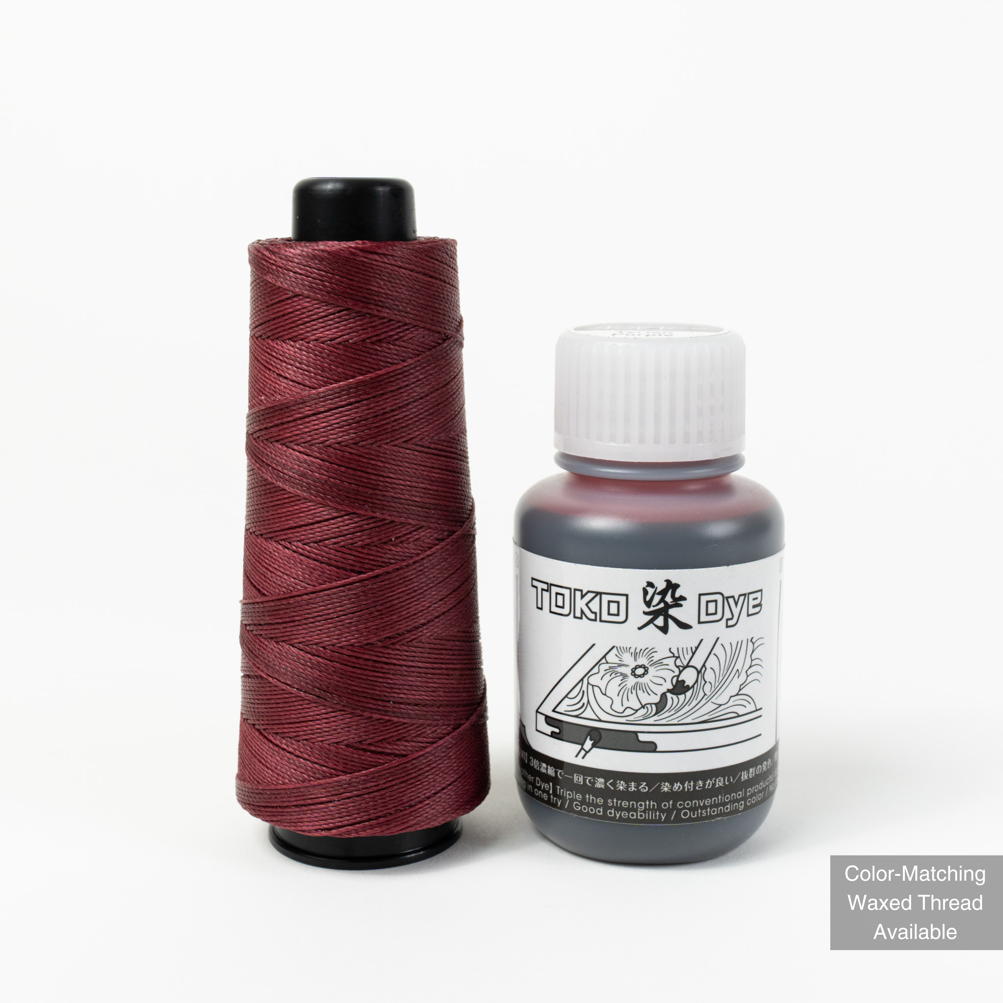Leather dye with matching MBT tyrian purple waxed polyester thread