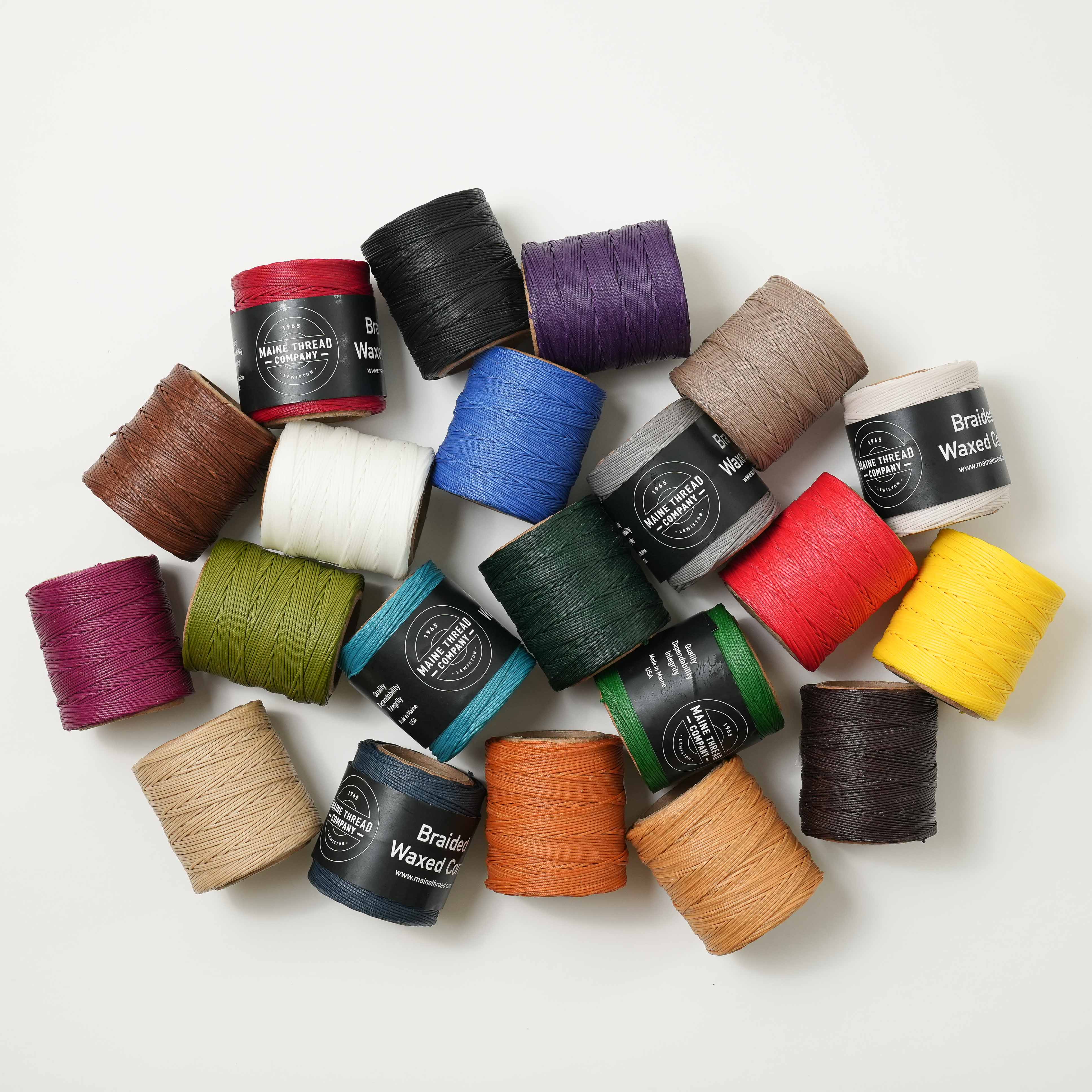 maine thread braided waxed cord spool colors