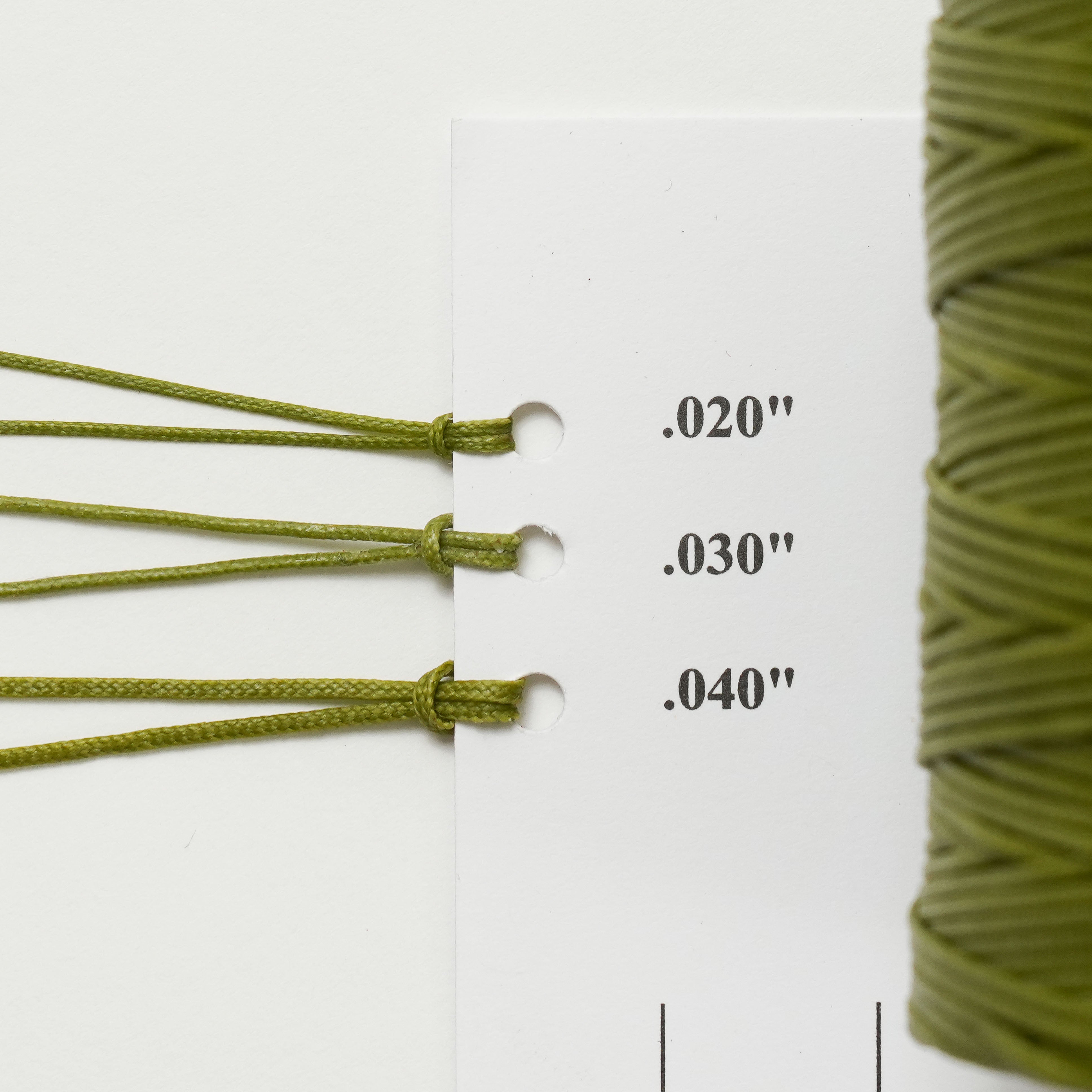 maine thread braided waxed cord thickness chart