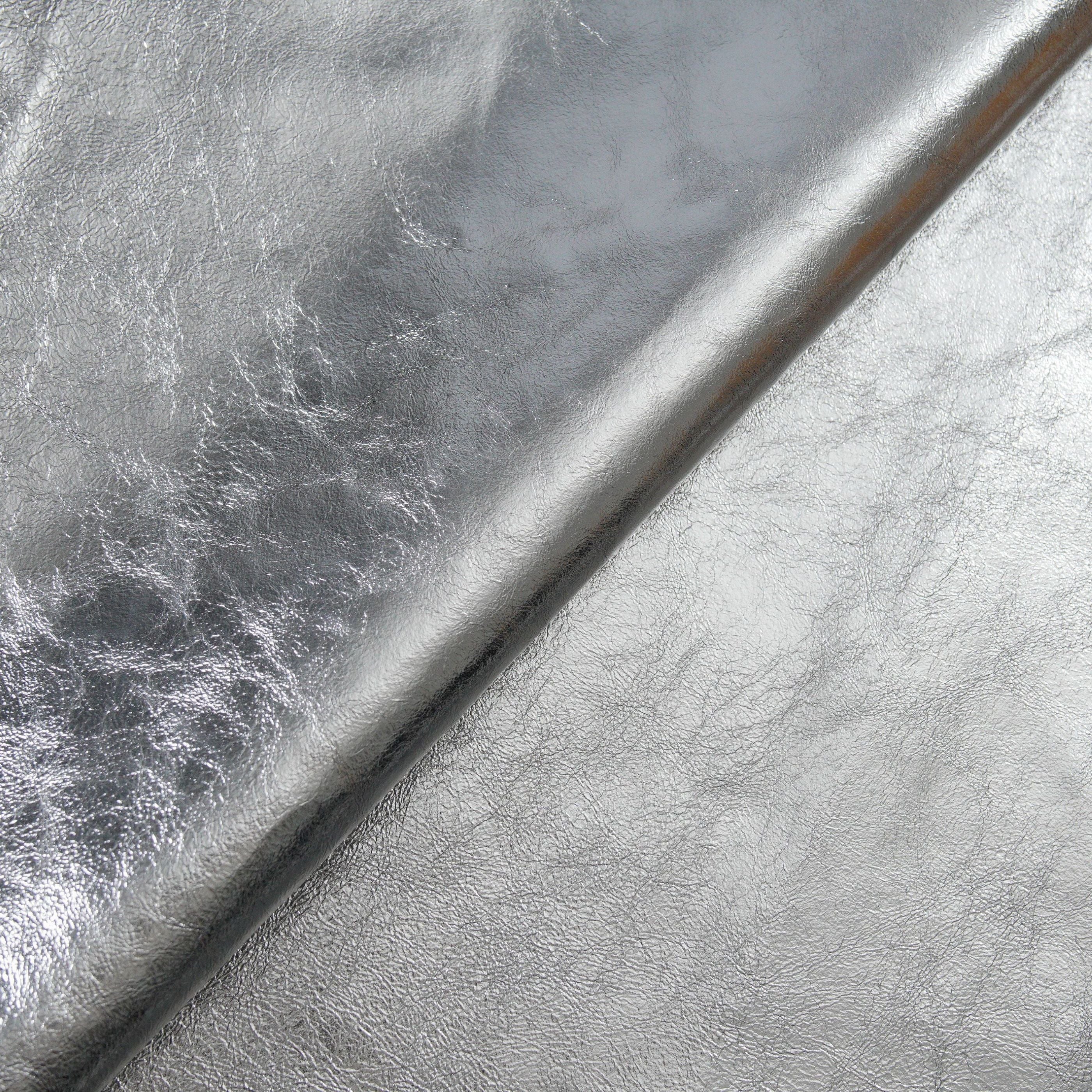 metallic leather close up rose silver color