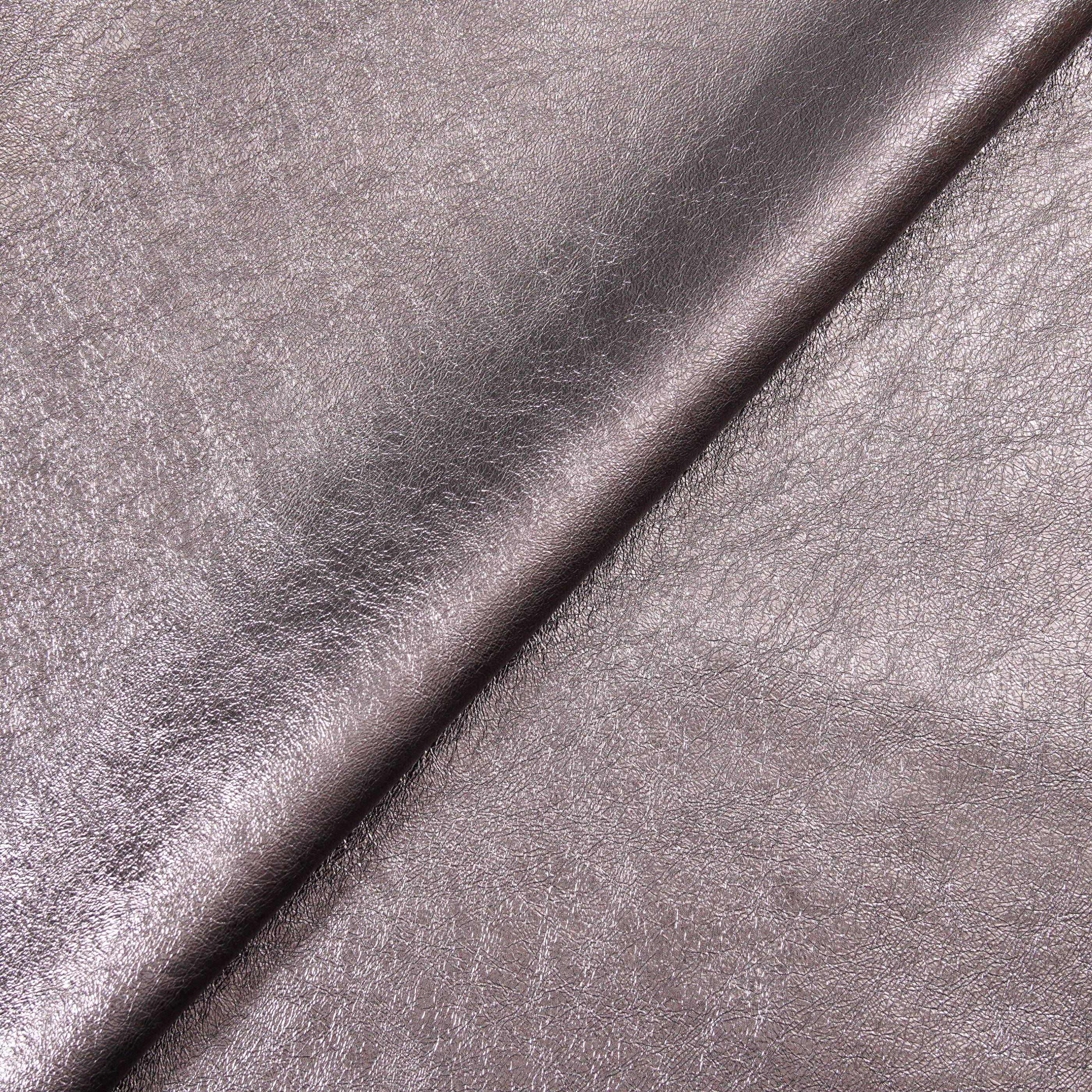 metallic leather close up titanium color