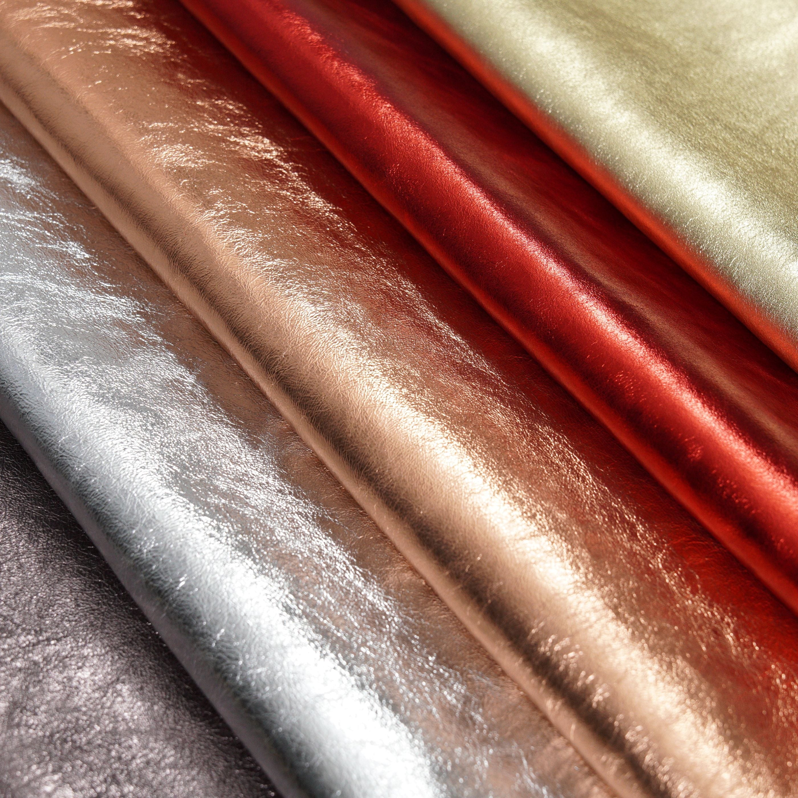 metallic leather close up various colors