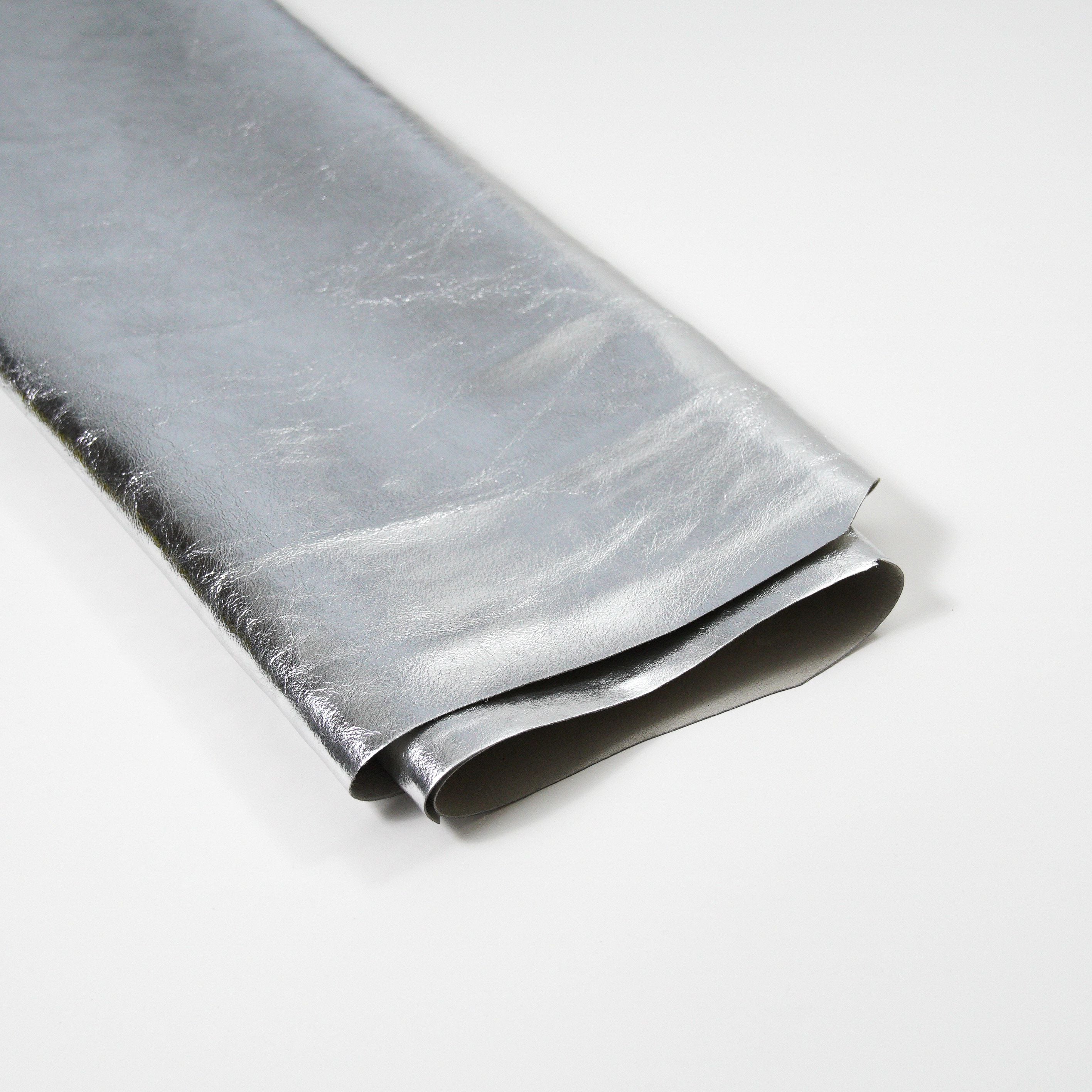metallic leather hide silver color