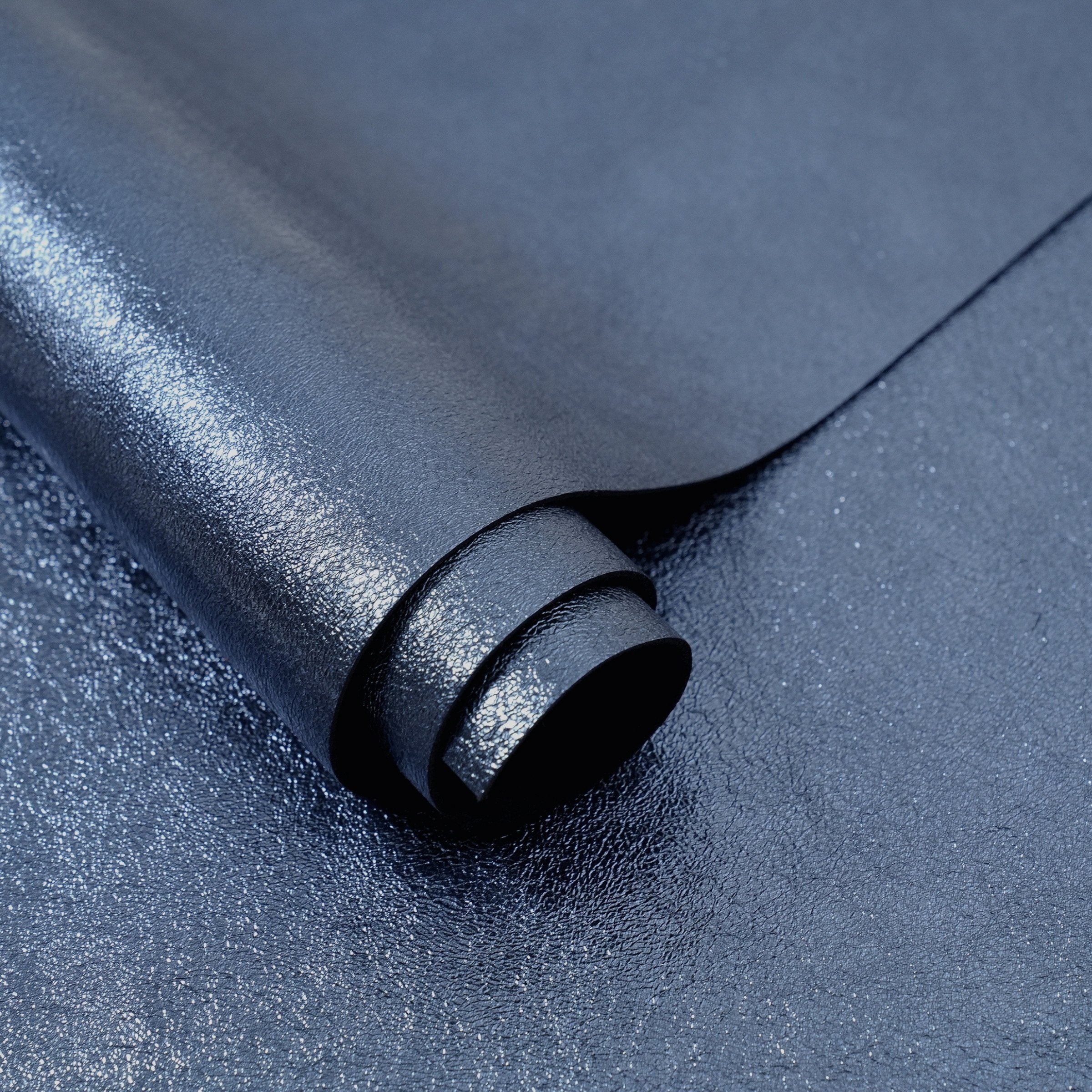 Metallic Leather Hides - Navy Blue