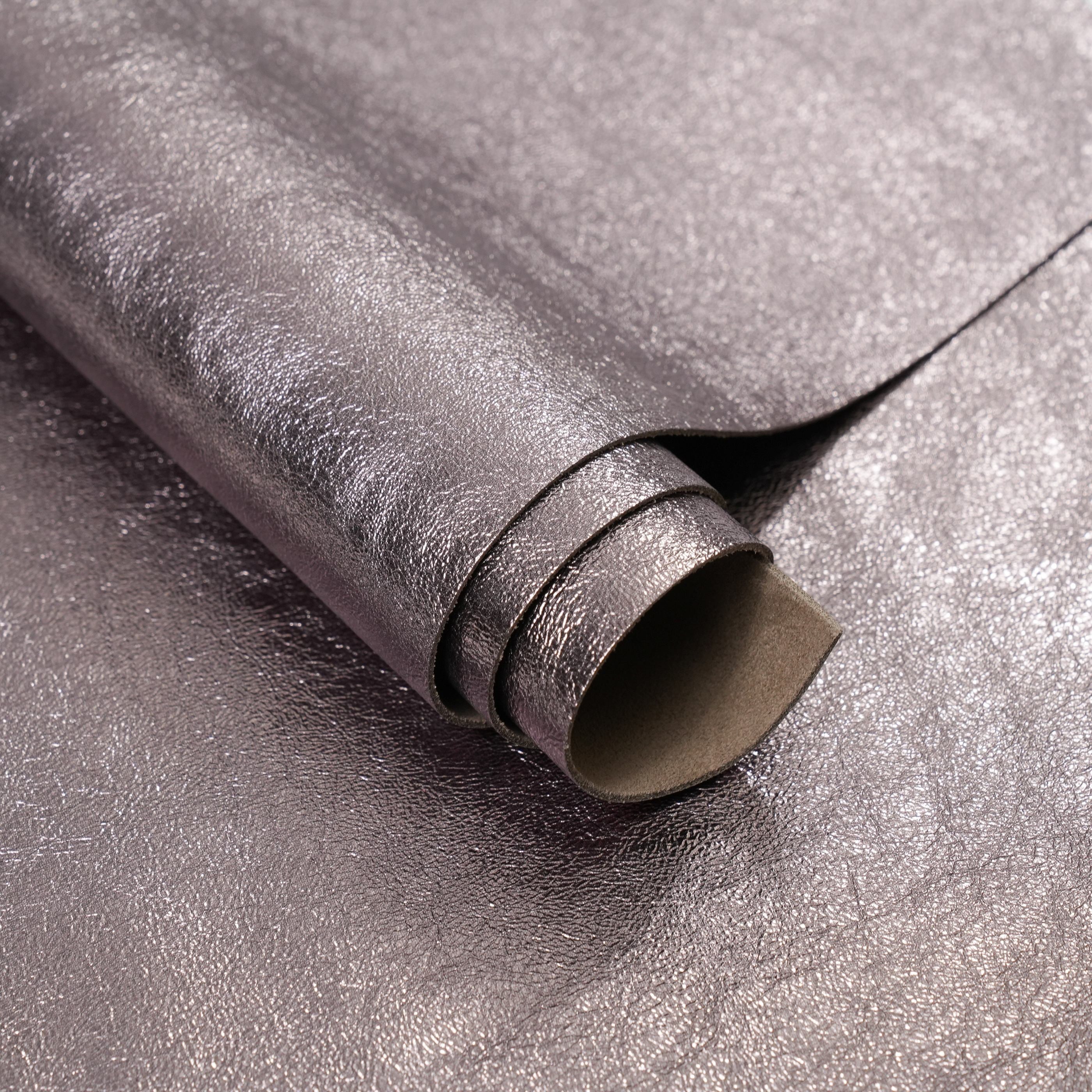 metallic leather panel rolled titanium color