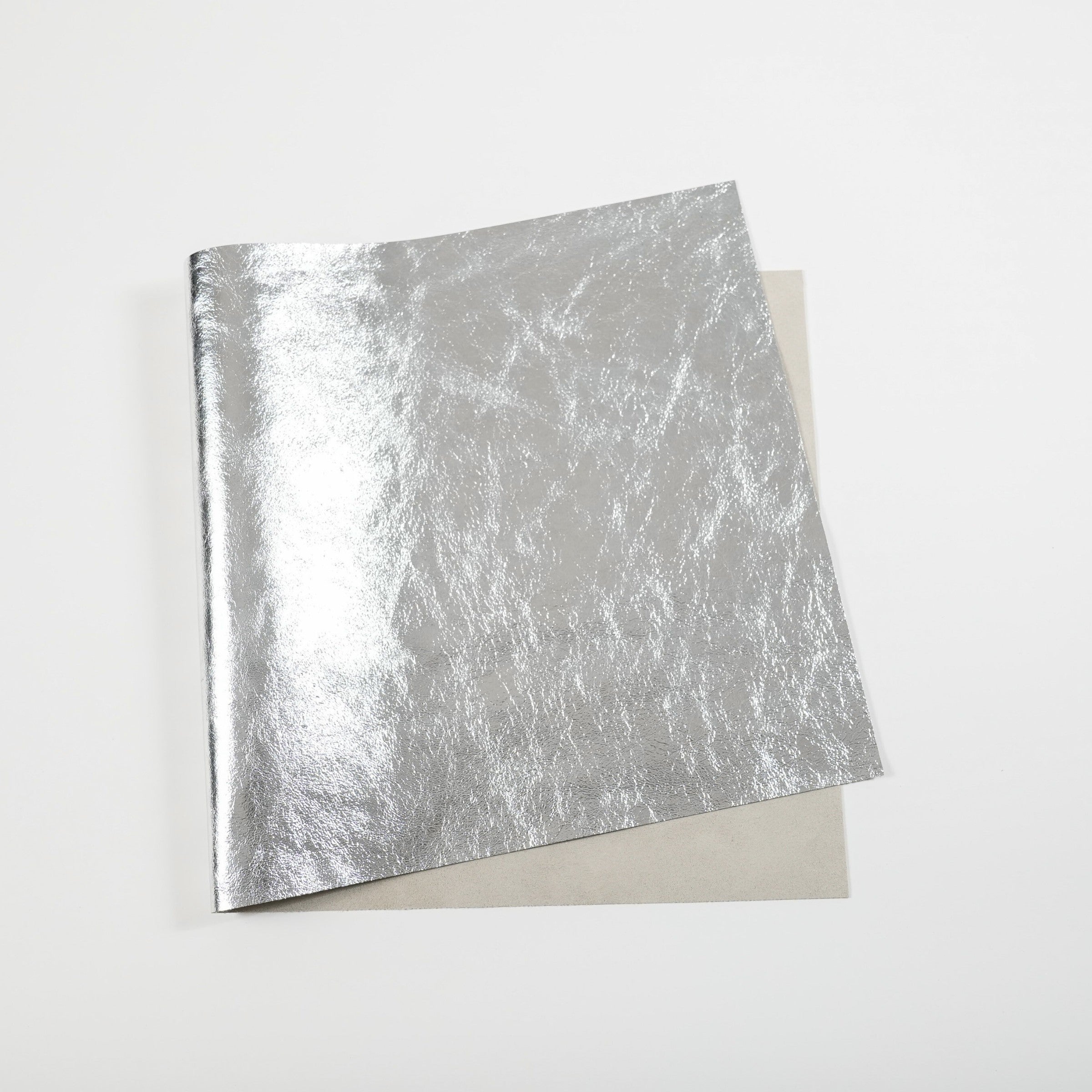 metallic silver leather panel
