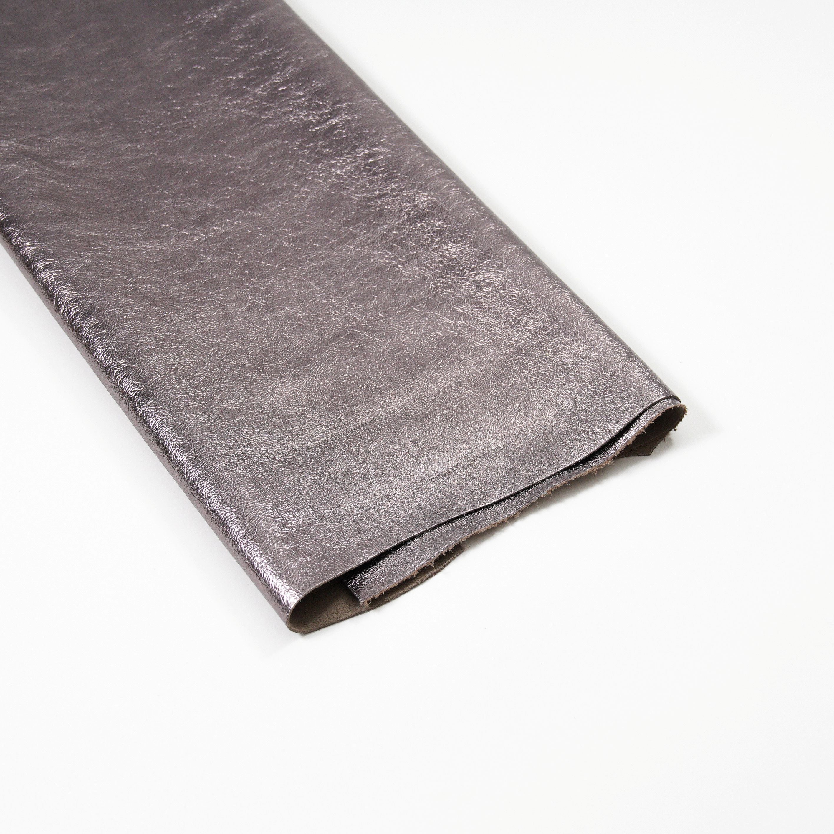 metallic leather hide titanium color