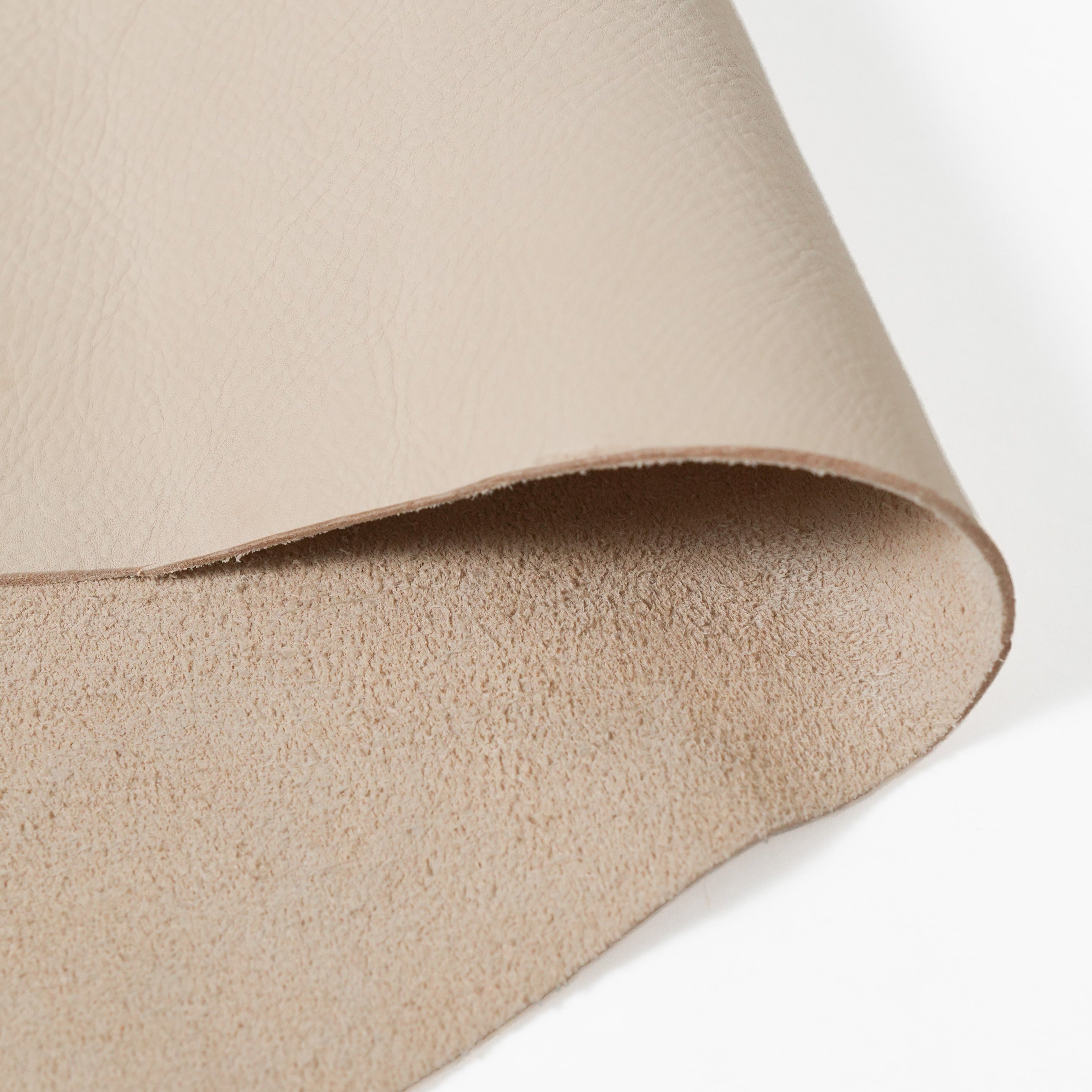 Close-up of milled veg tan leather sides