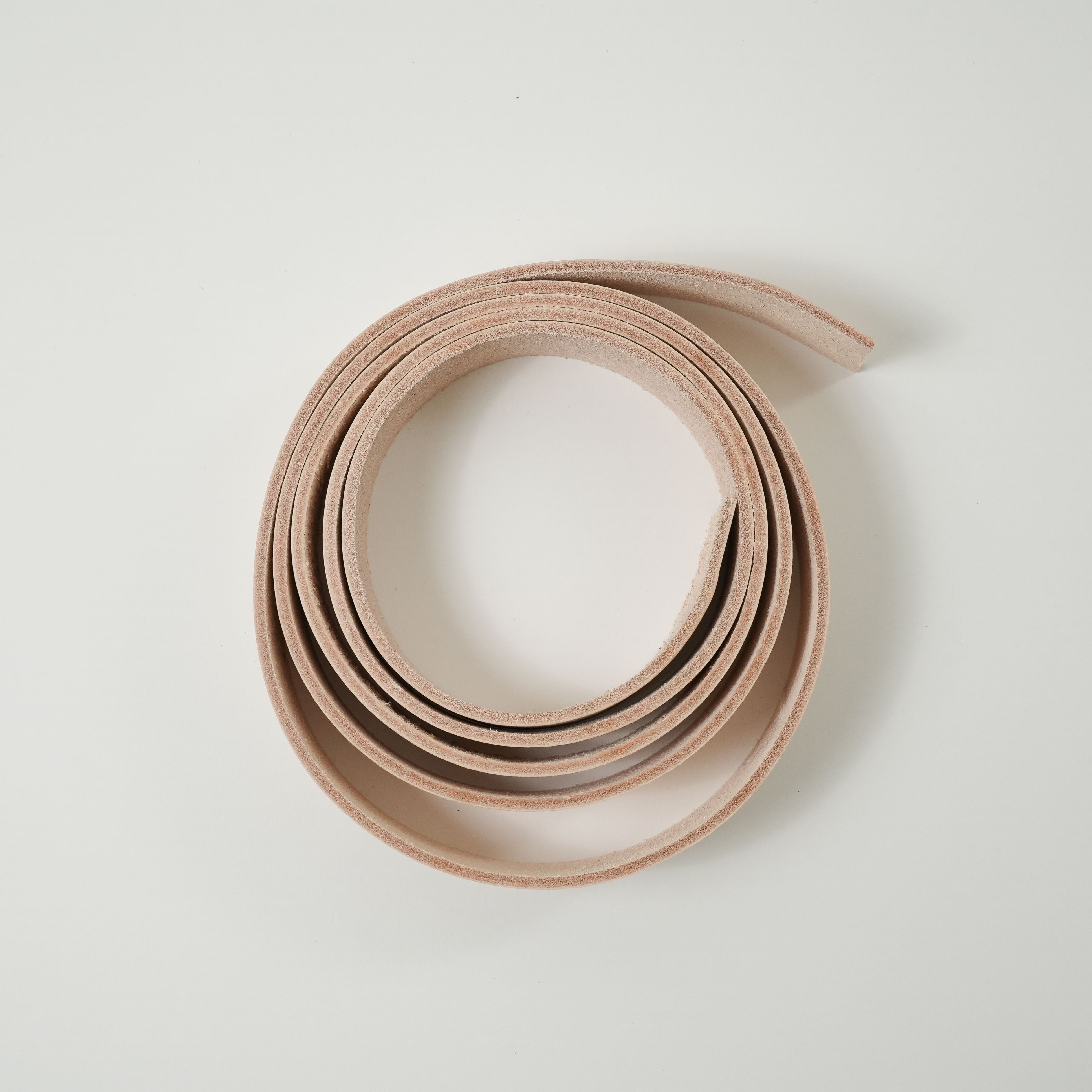 natural veg tan leather strip roll top view 8-9-oz