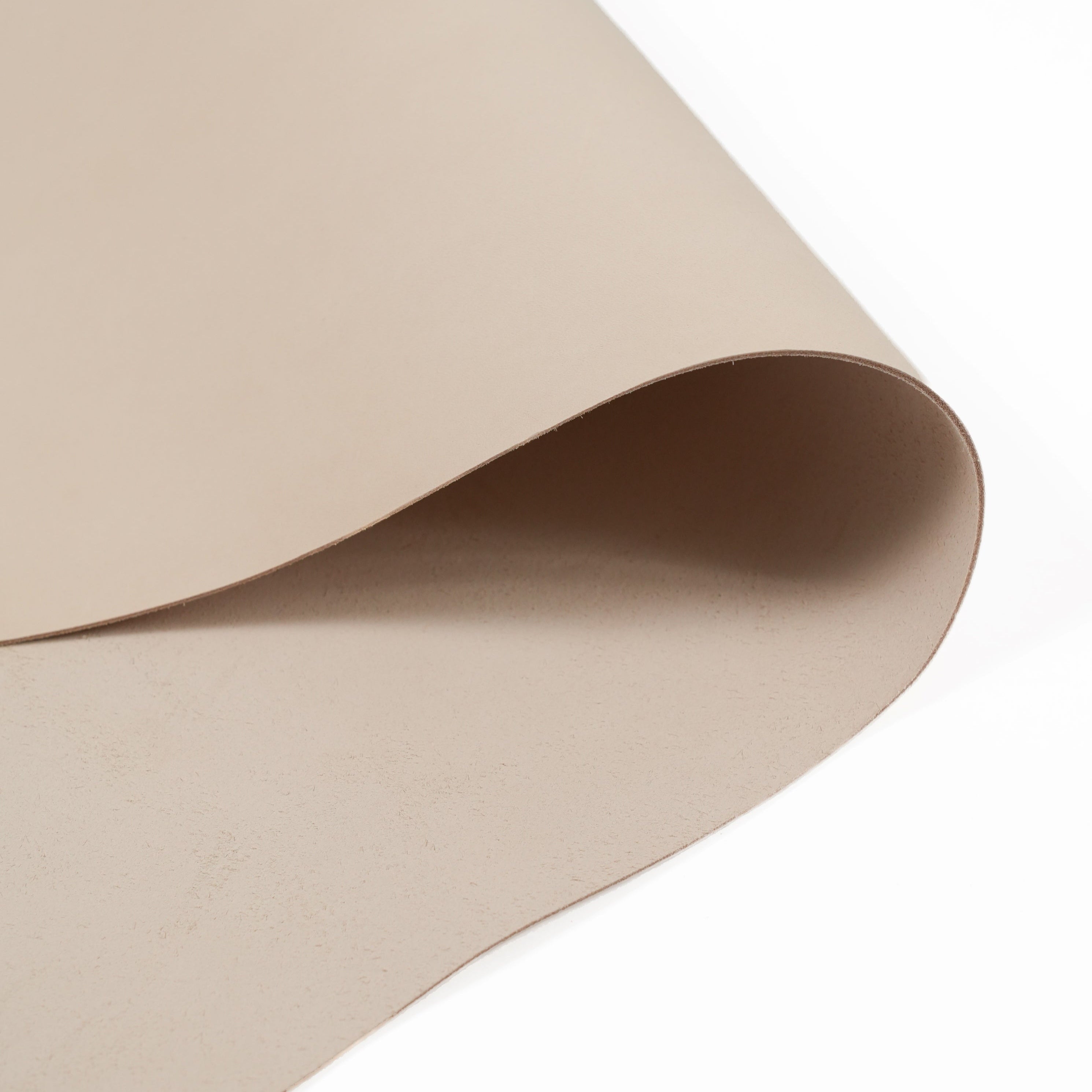 Close-up of natural vegetable tanned veg tan leather sides