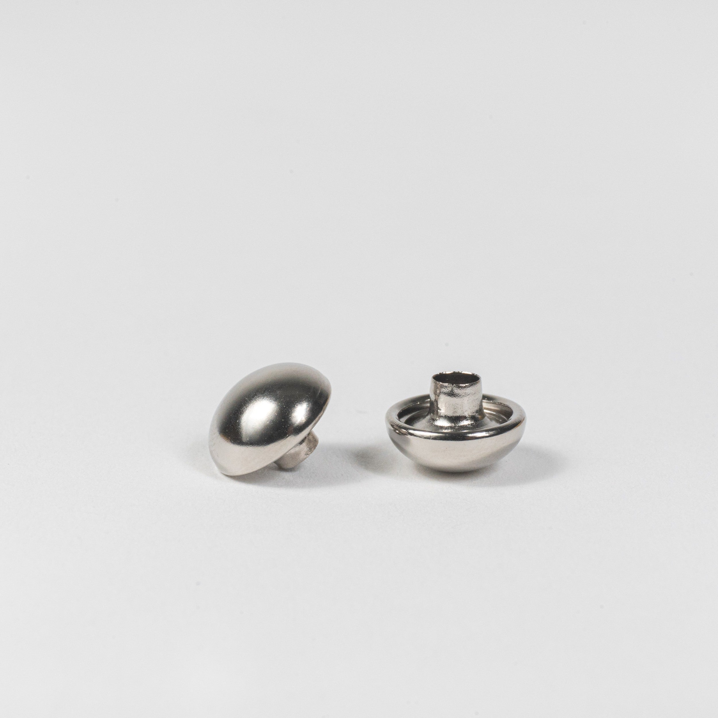 nickel plated domed rivet cap front view