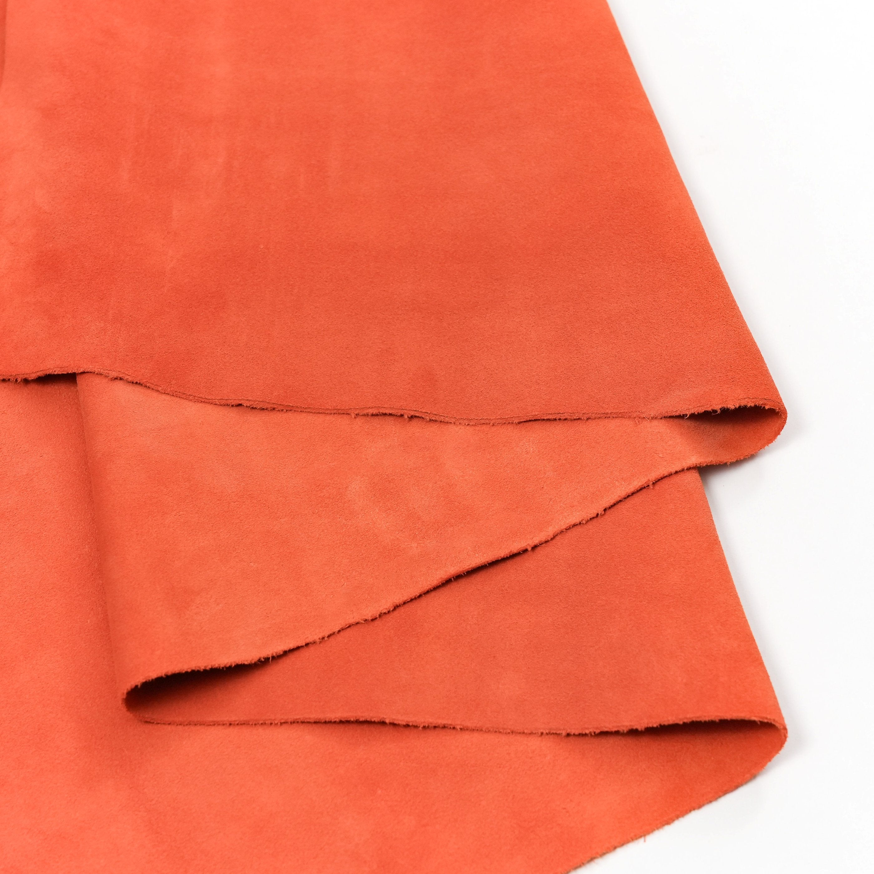 Italian Cowhide Suede Leather Hides - Orange