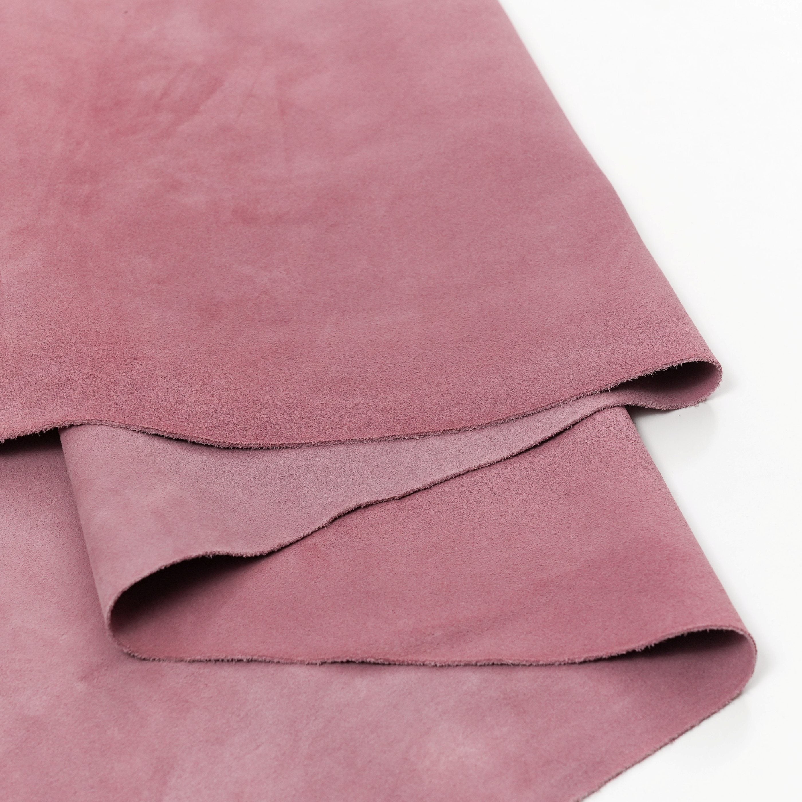 Italian Cowhide Suede Leather Hides - Pink