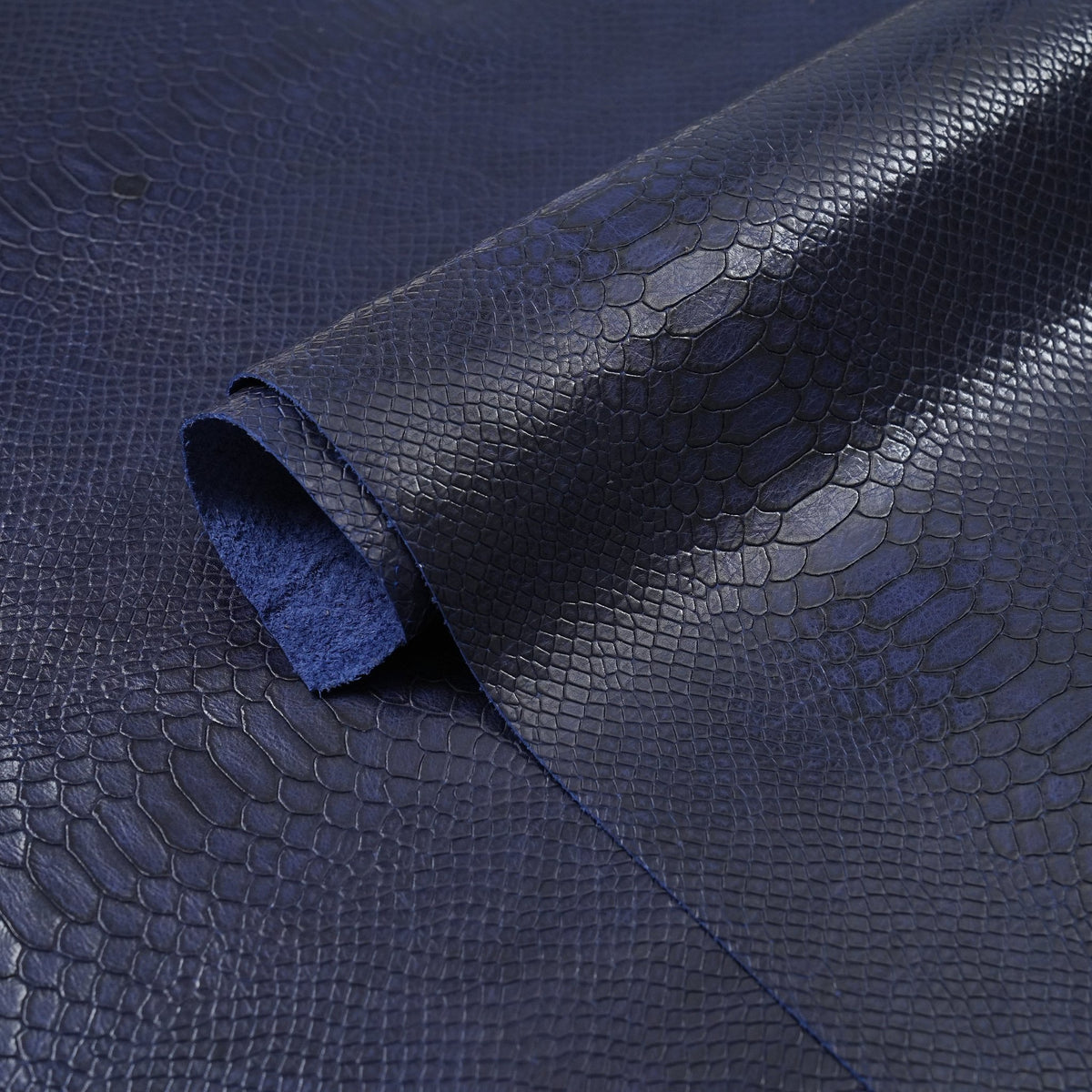 Python Embossed Leather, 2.5-3 oz - Navy Blue