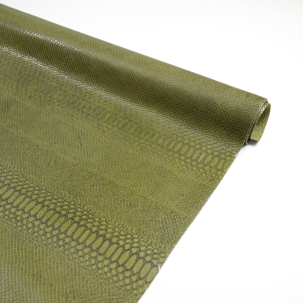 Python Embossed Leather, 2.5-3 oz - Olive Green