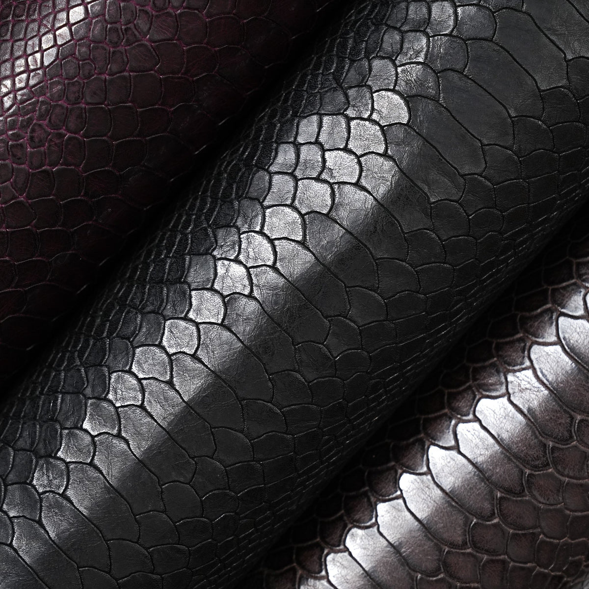 Python Embossed Leather, 2.5-3 oz - Black