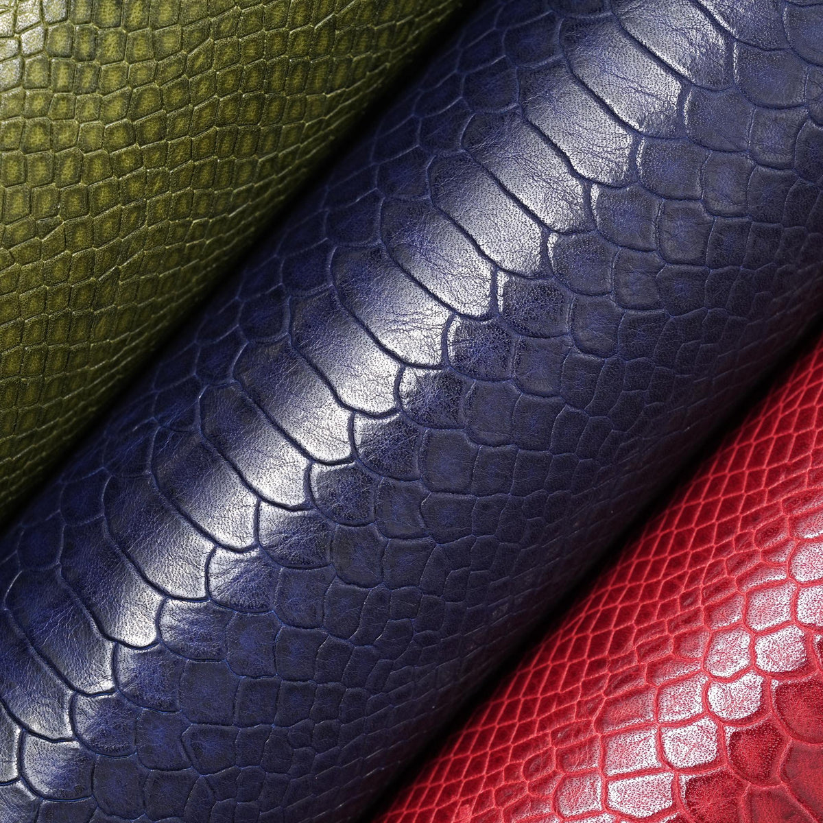 Python Embossed Leather, 2.5-3 oz - Navy Blue