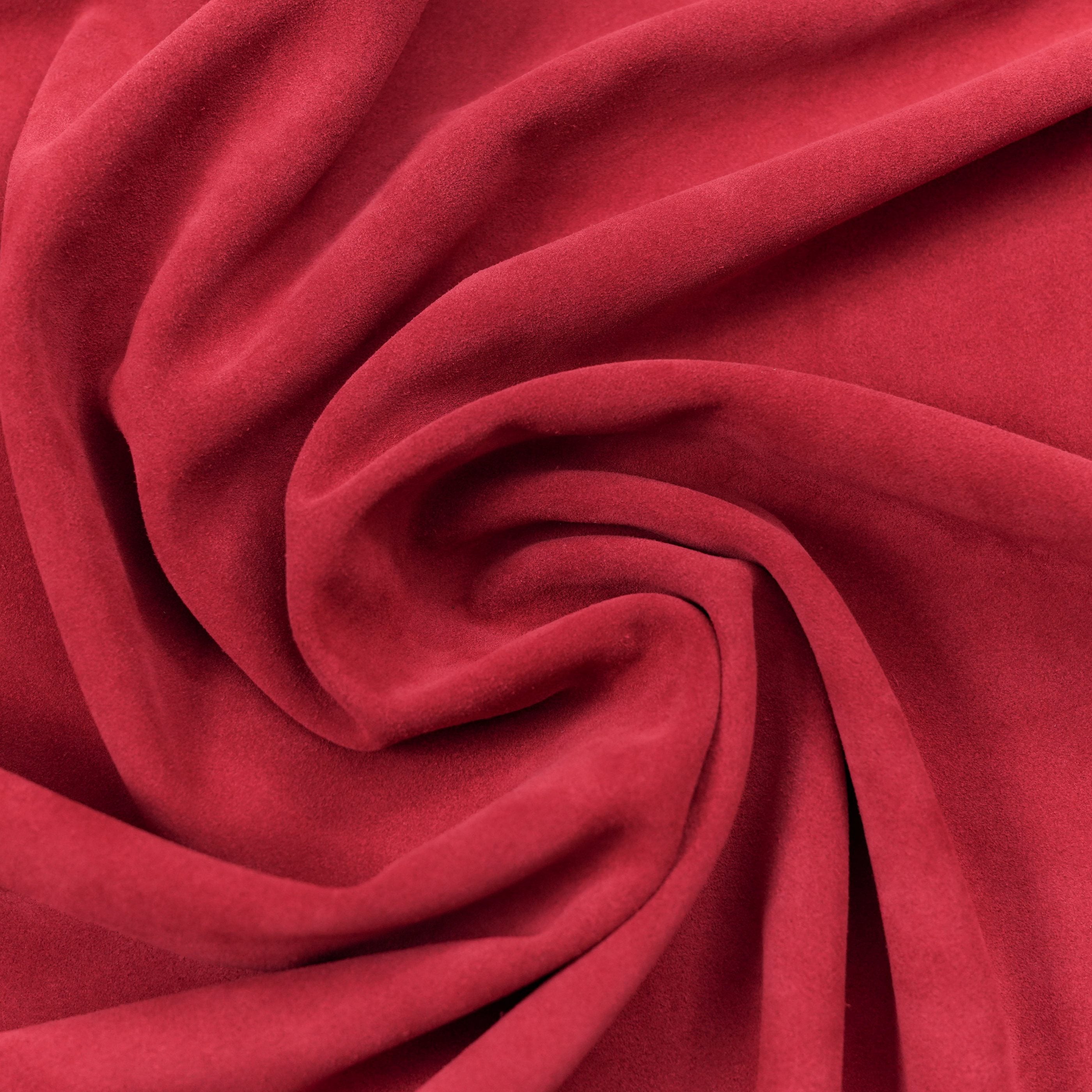 Italian Cowhide Suede Leather Hides - Red