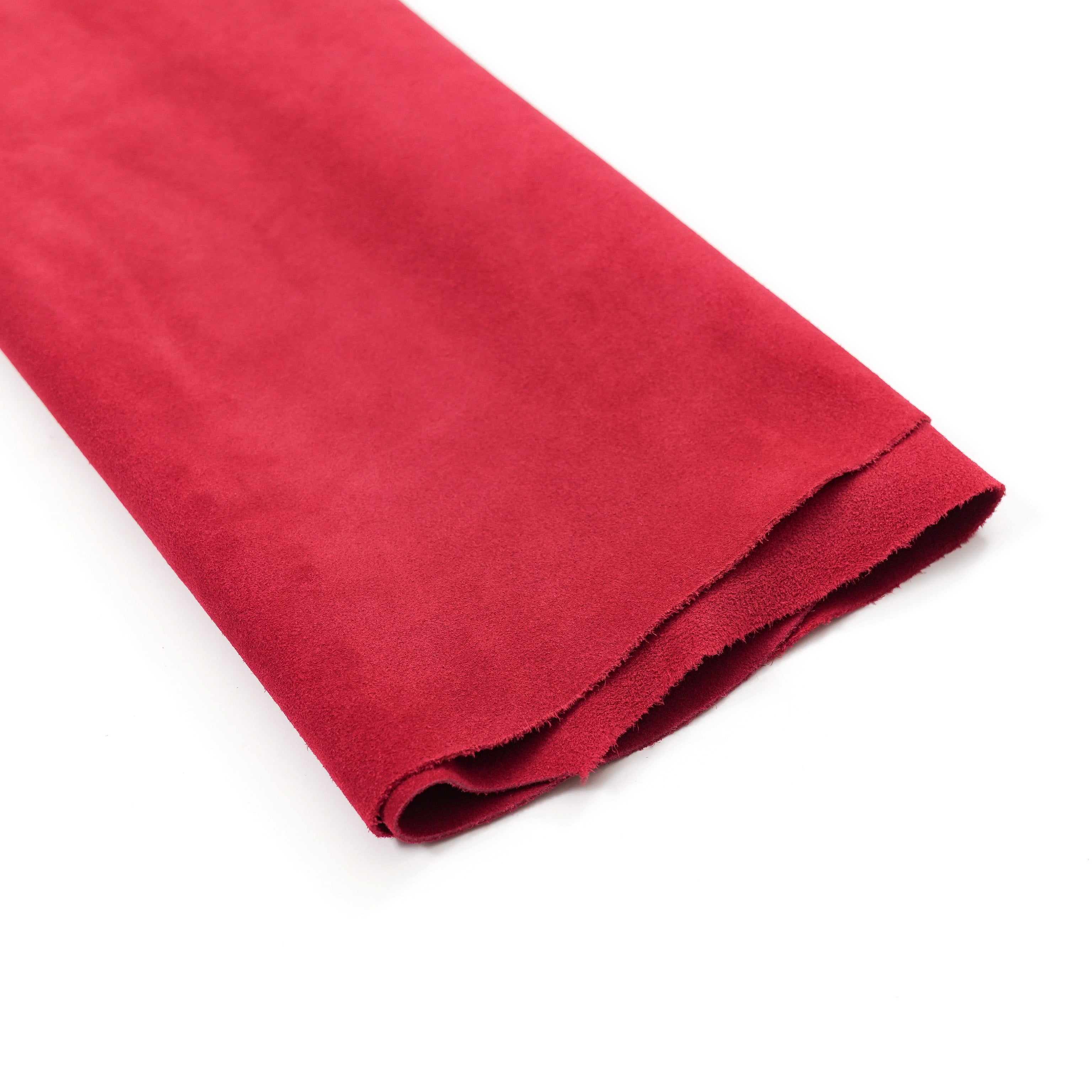 red italian cowhide suede leather hide full piece