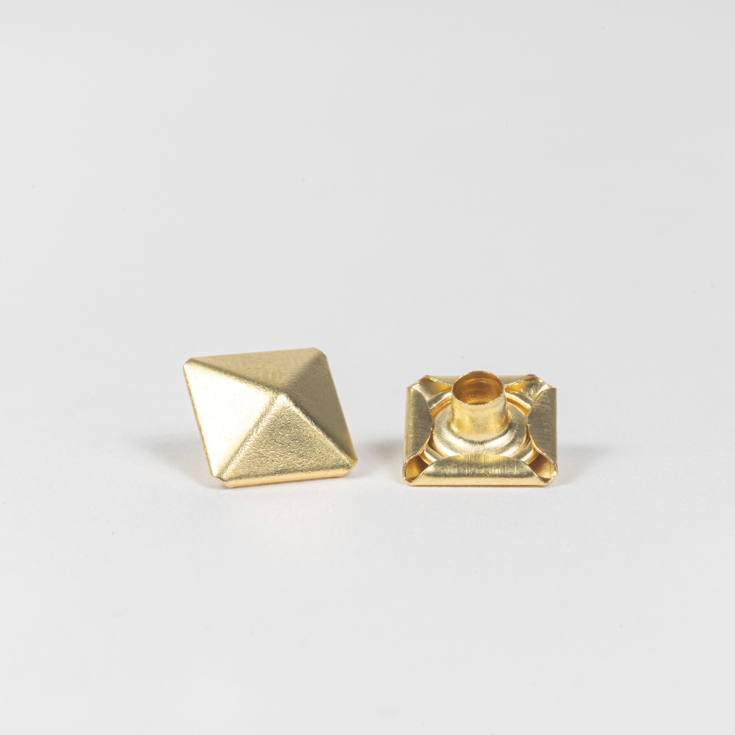 solid brass pyramid rivet cap front view
