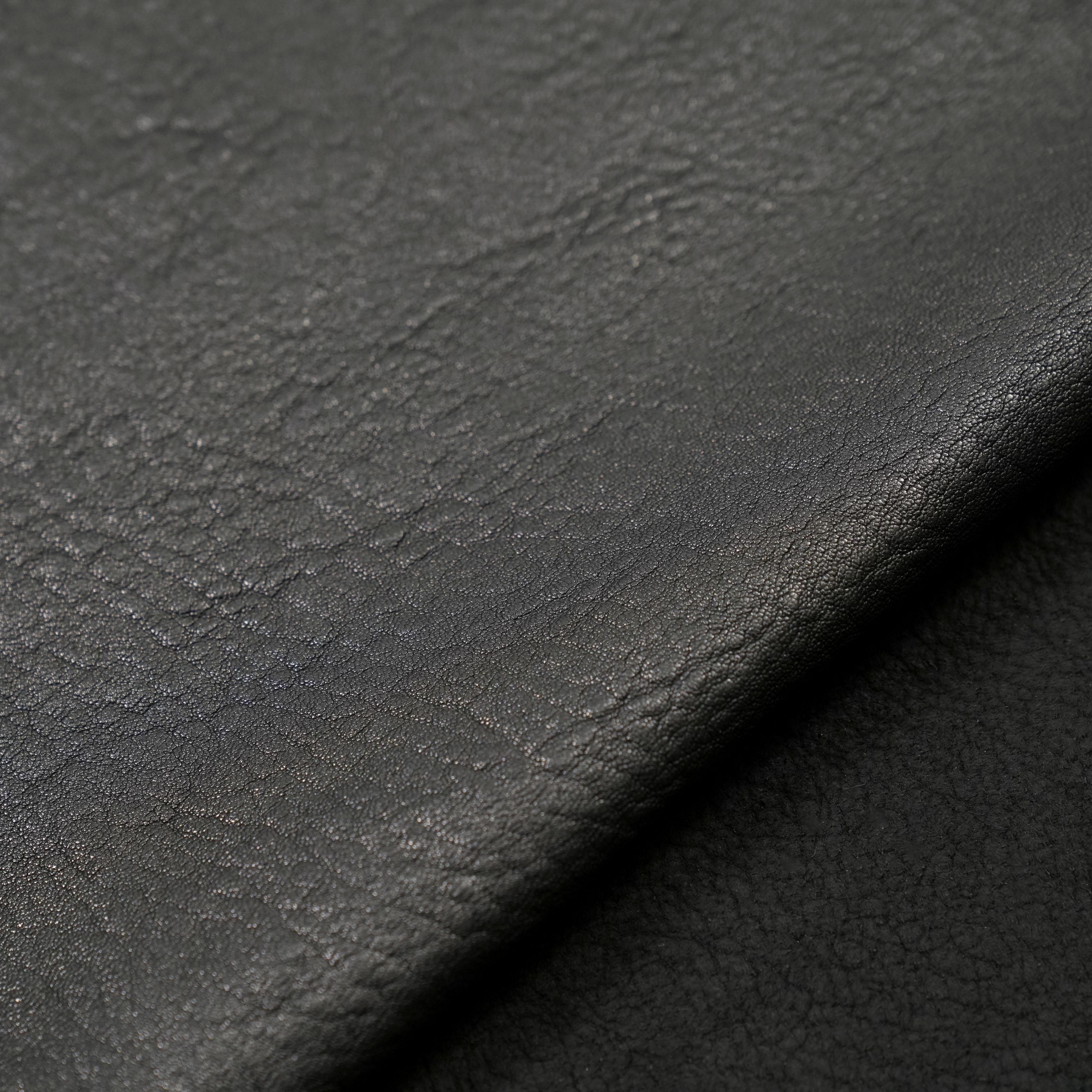 veg tan lambskin leather washed back and front view black