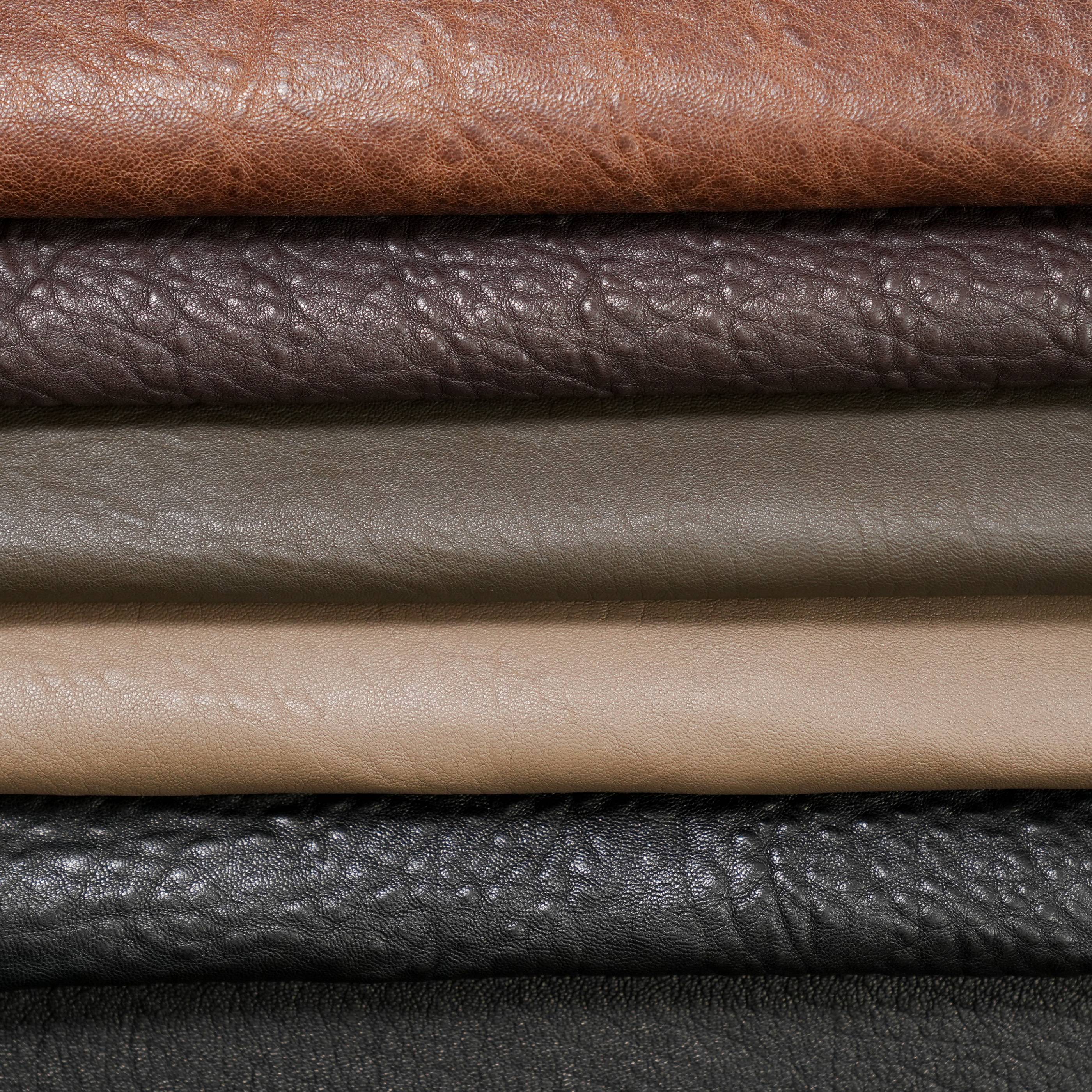 veg tan lambskin leather washed close up various colors