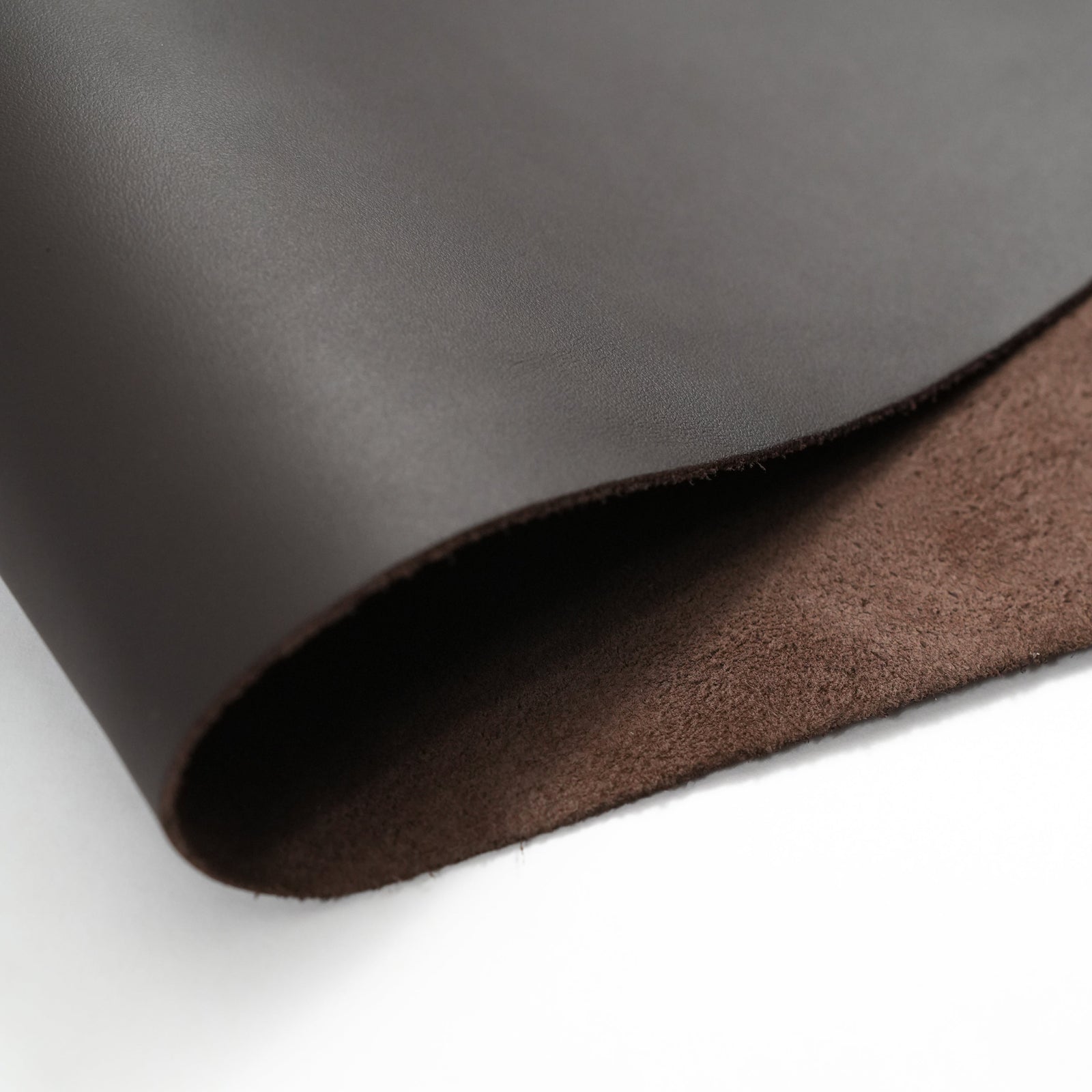 Close-up of Italian Alba chocolate brown leather
